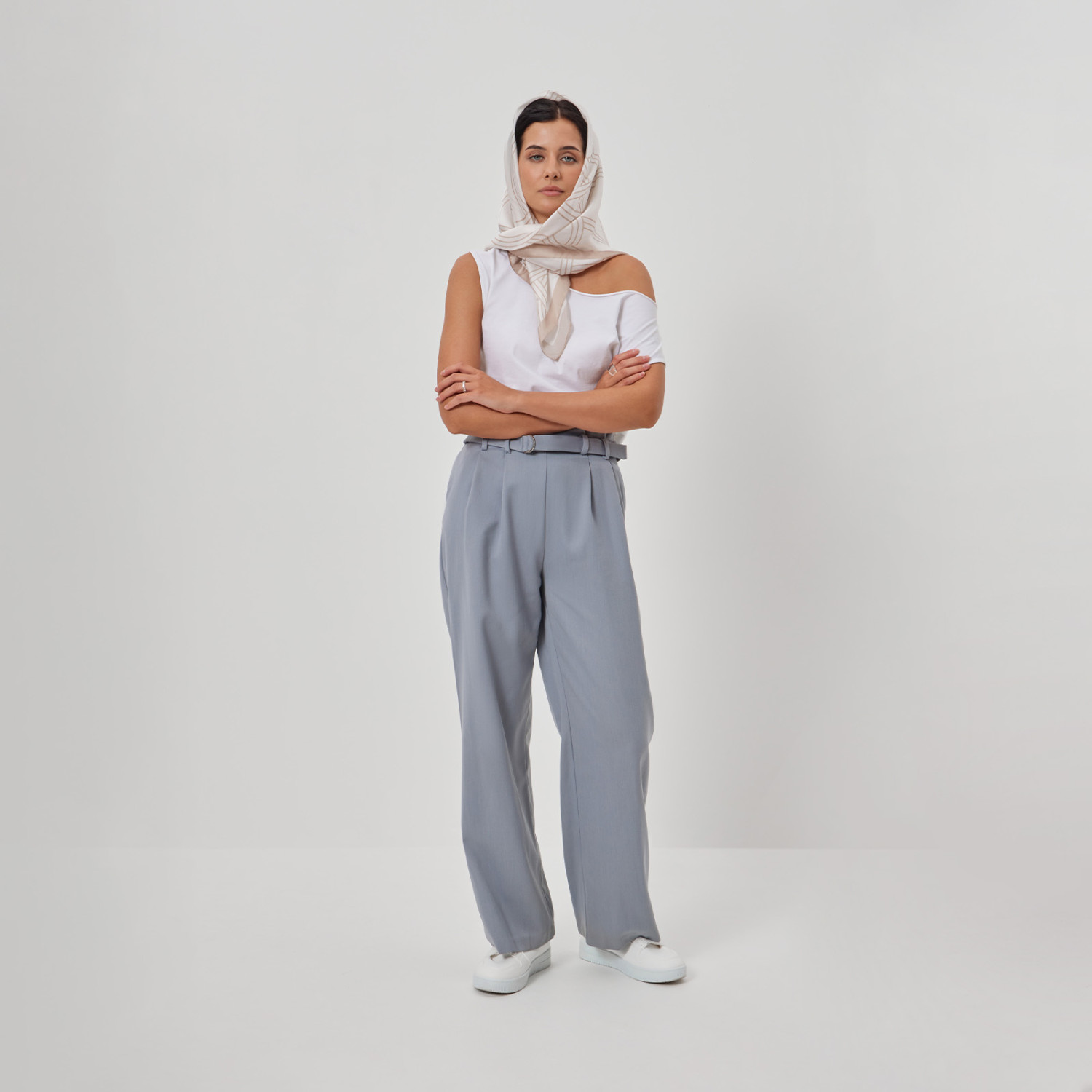 Платок шейный Божественный/Divina, бежевый II - фото № 2