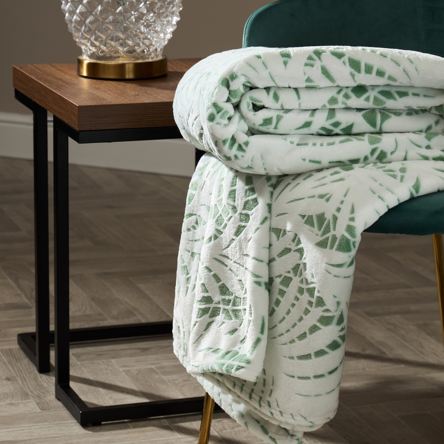 Плед Foliate, зеленый - фото № 3