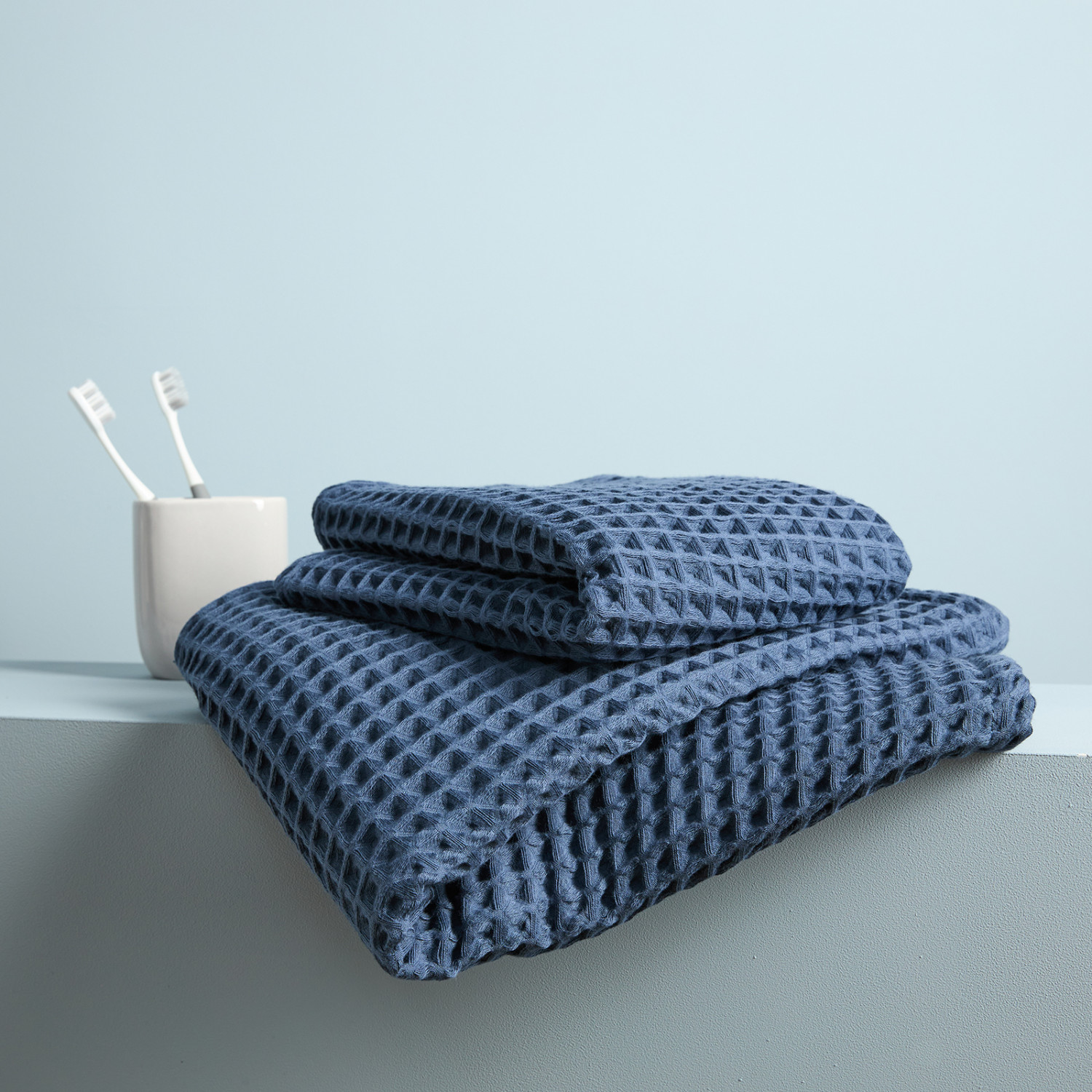 Полотенце вафельное Francesca, синее - фото № 6