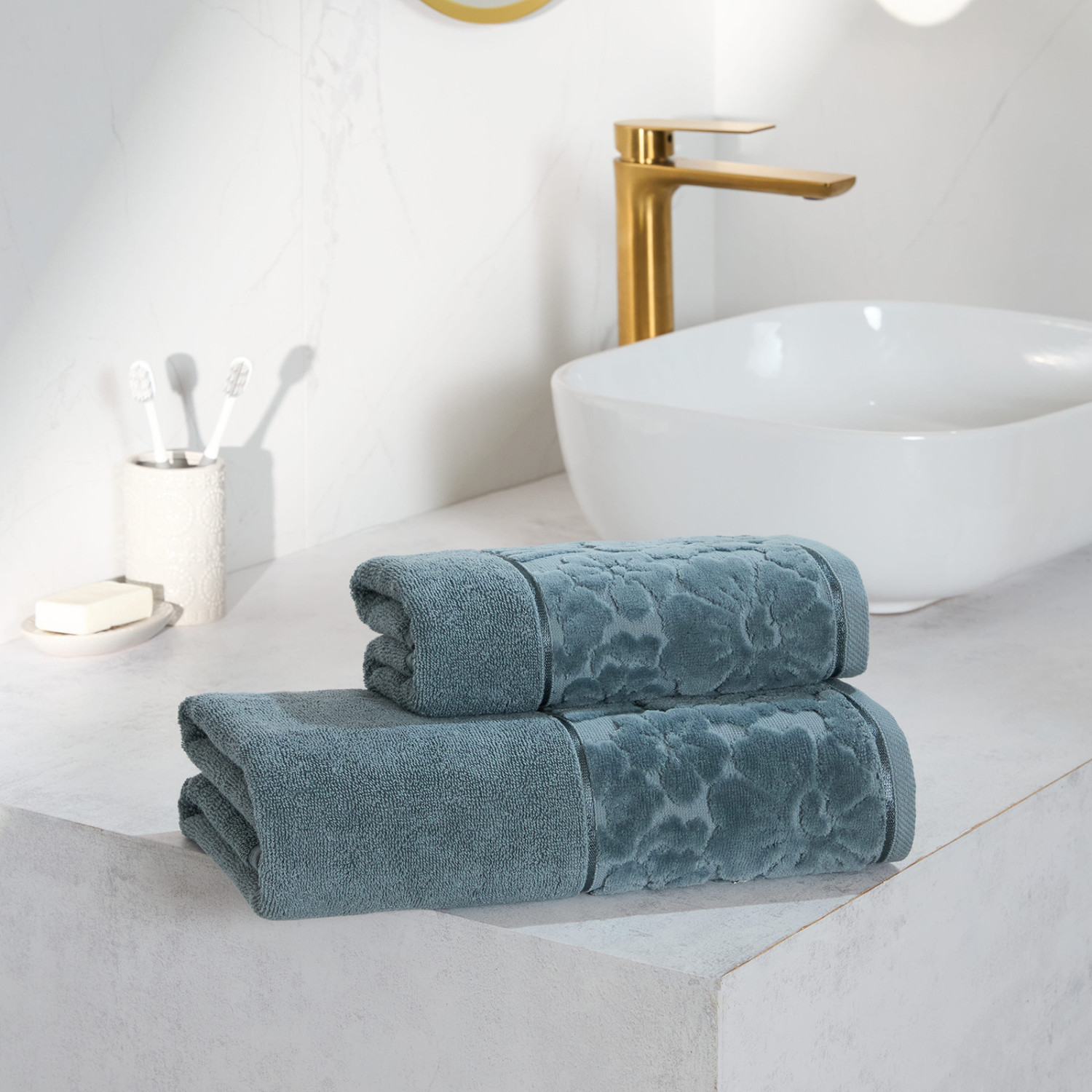 Полотенце махровое Личия/Licia, серо-голубое - фото № 8