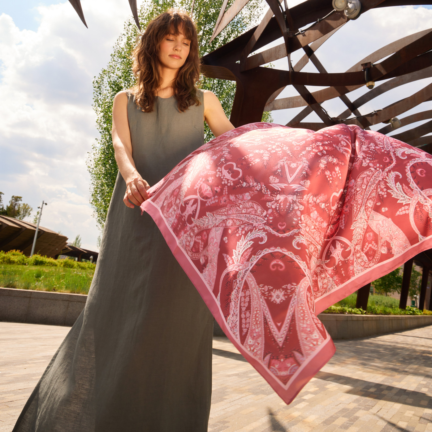 Платок шейный Божественный/Divina, бордо - фото № 11