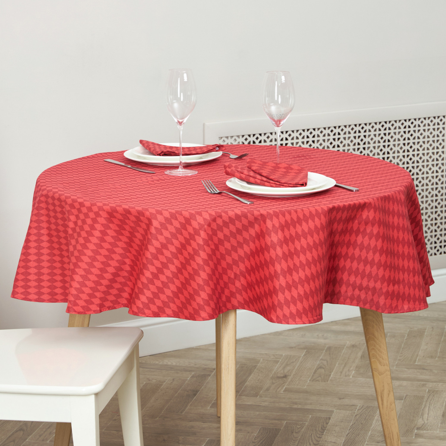 Скатерть круглая Ромб/Rhombus, красная - фото № 2