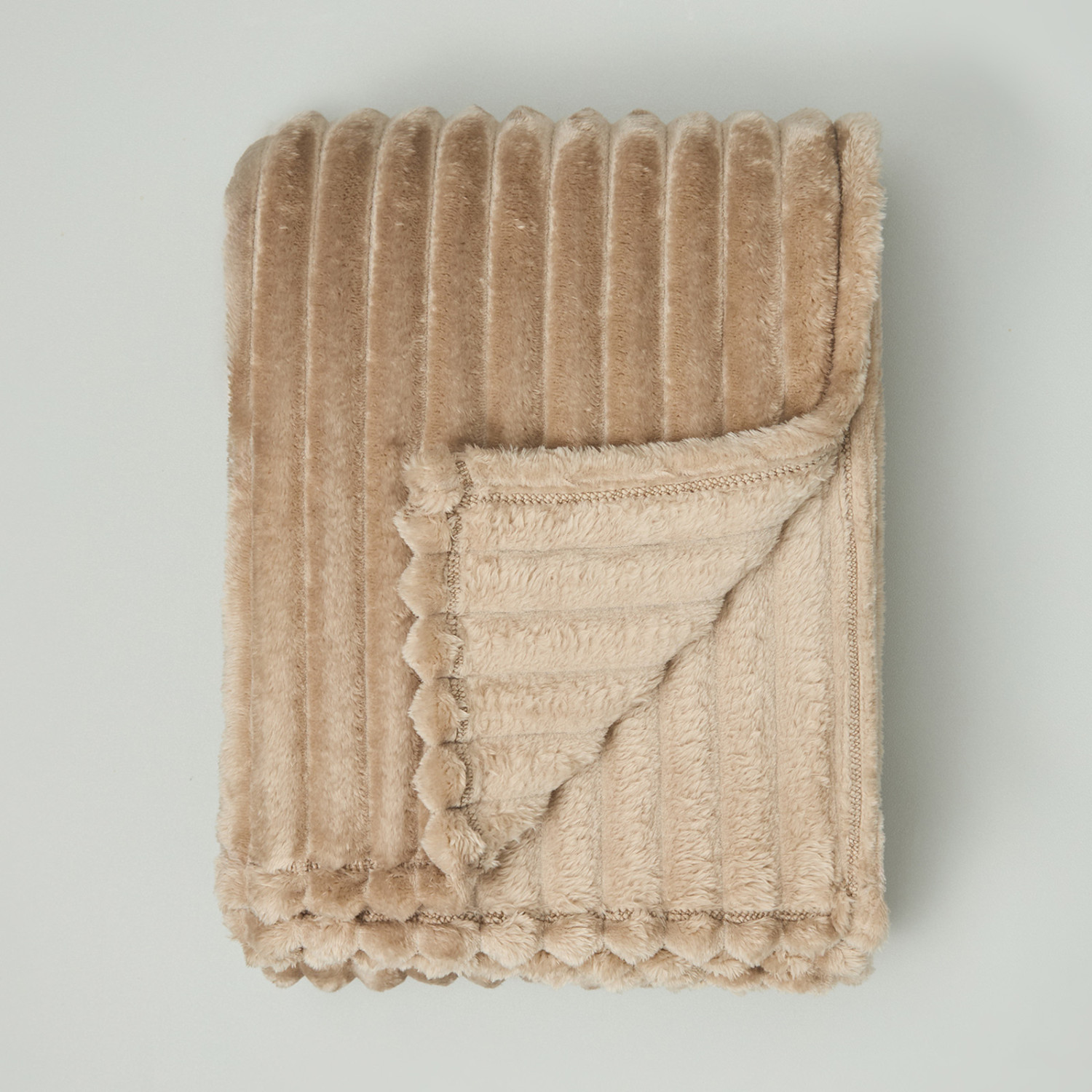 Плед Soft strip, серо-бежевый - фото № 2