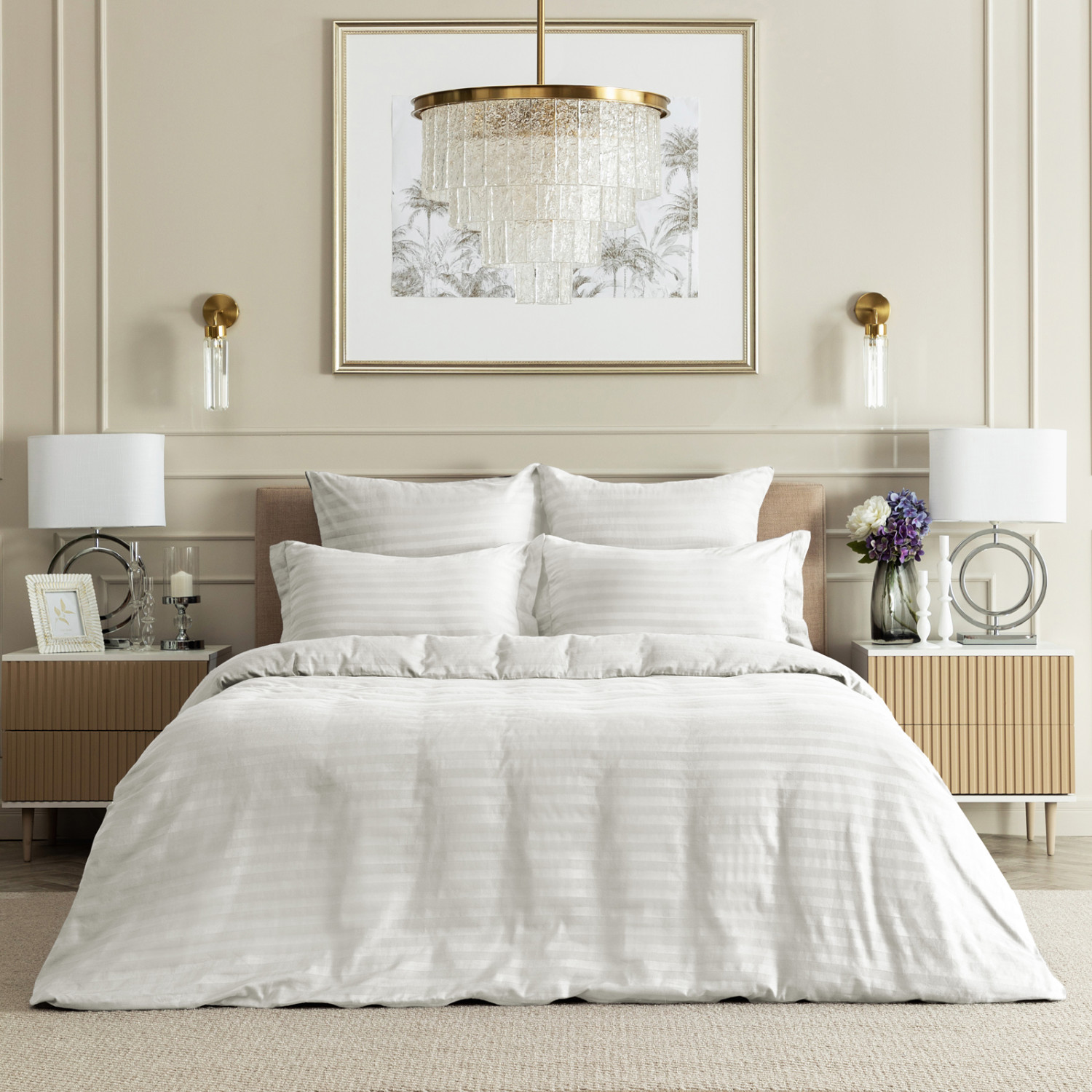 Постельное белье Белый, страйп-сатин 43463-1