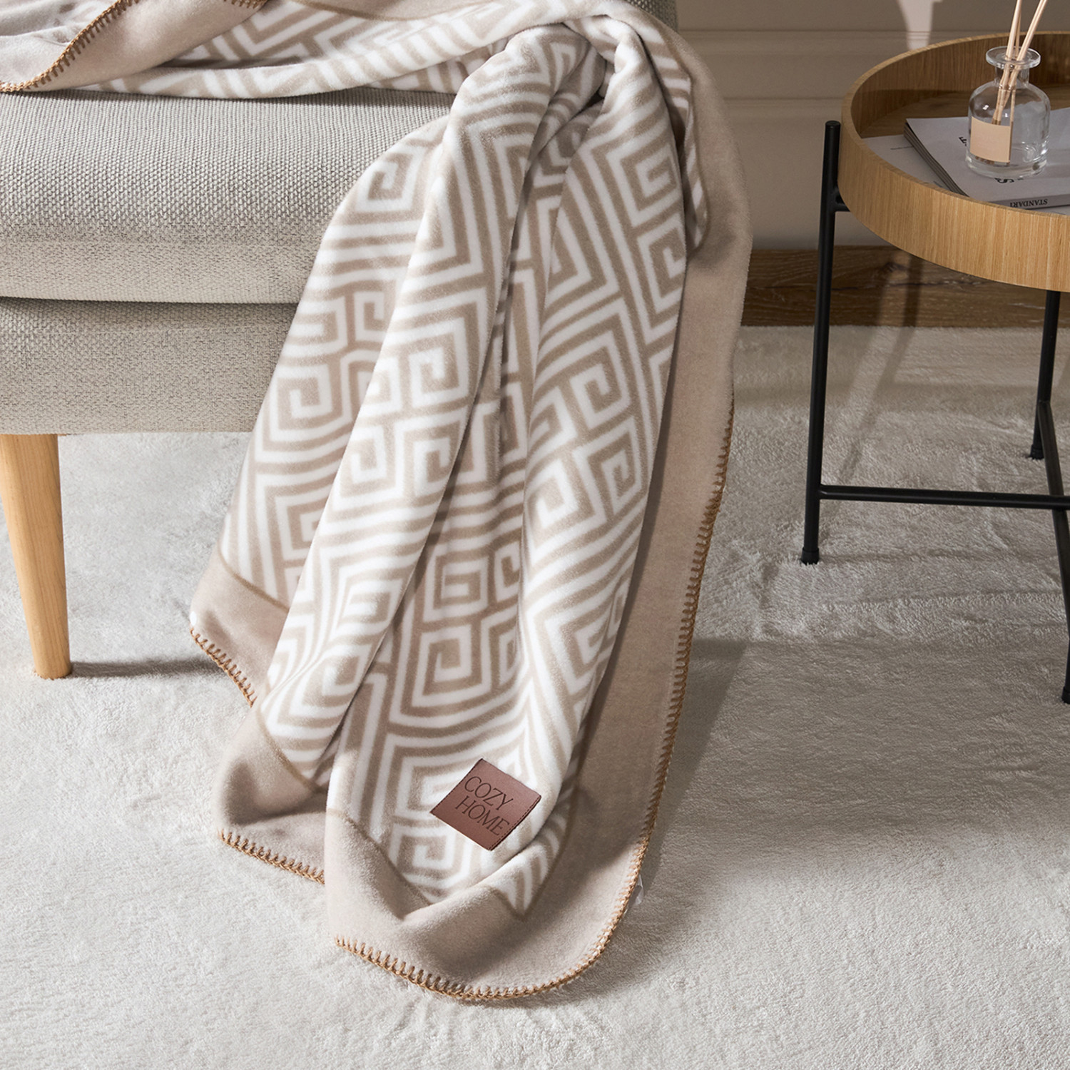 Плед Пончо/Poncho, бежевый - фото № 2