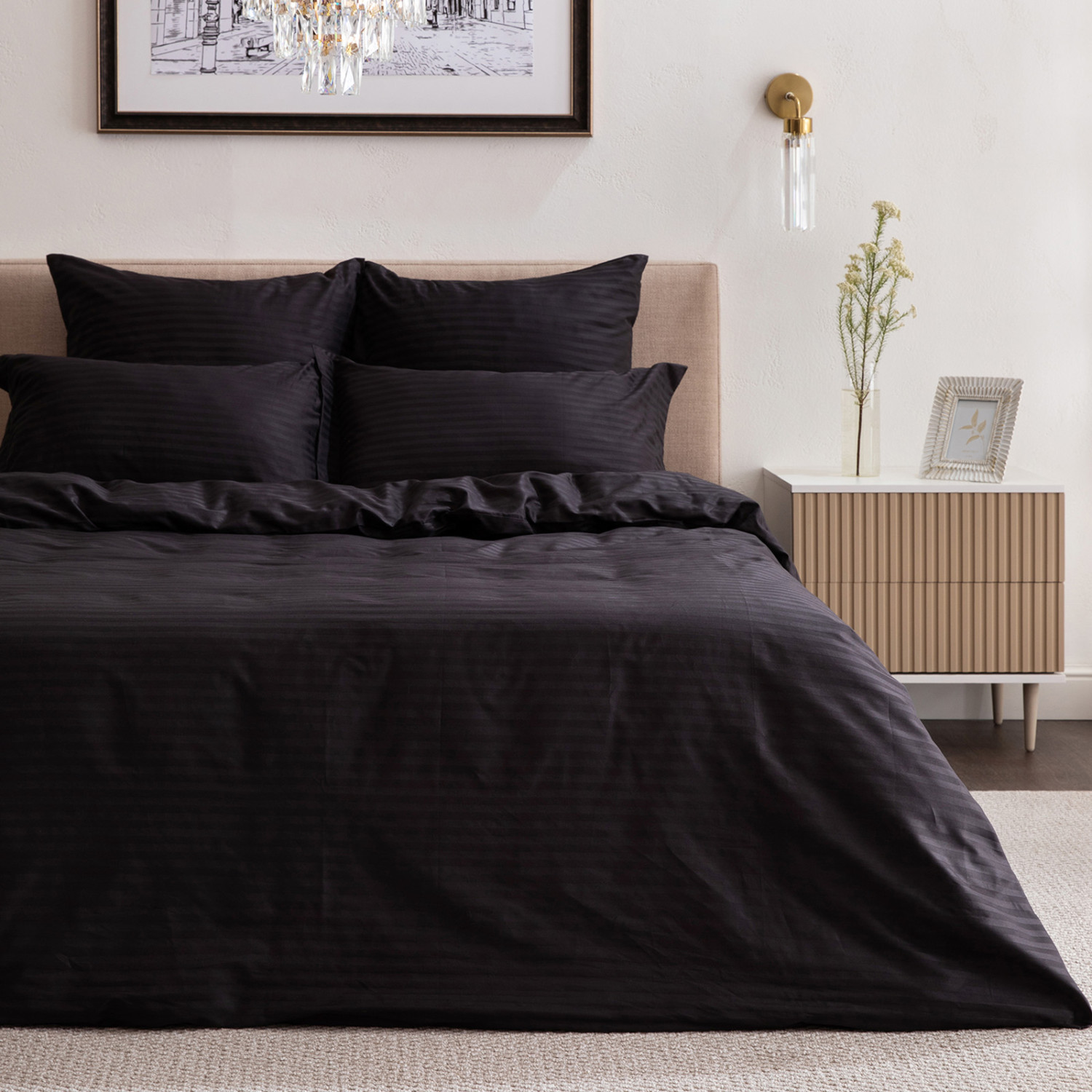 Постельное белье Black страйп-сатин I