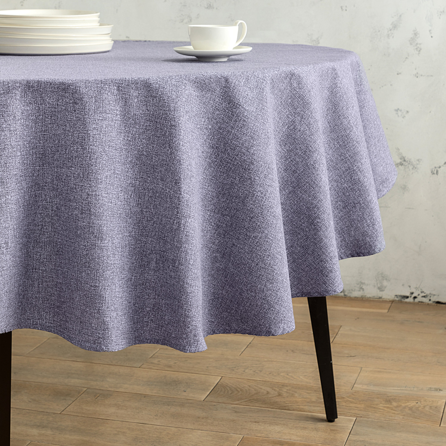 Скатерть круглая Fogliame фиолетовая - фото № 2