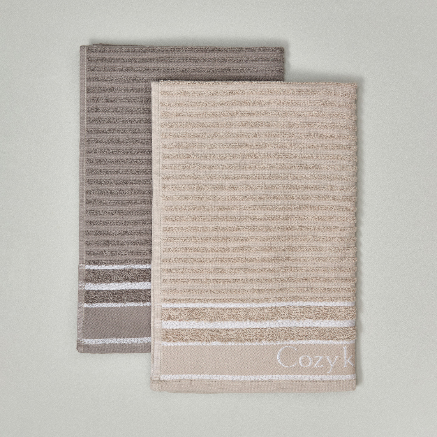 Комплект махровых полотенец COZY Kitchen, серый - фото № 2