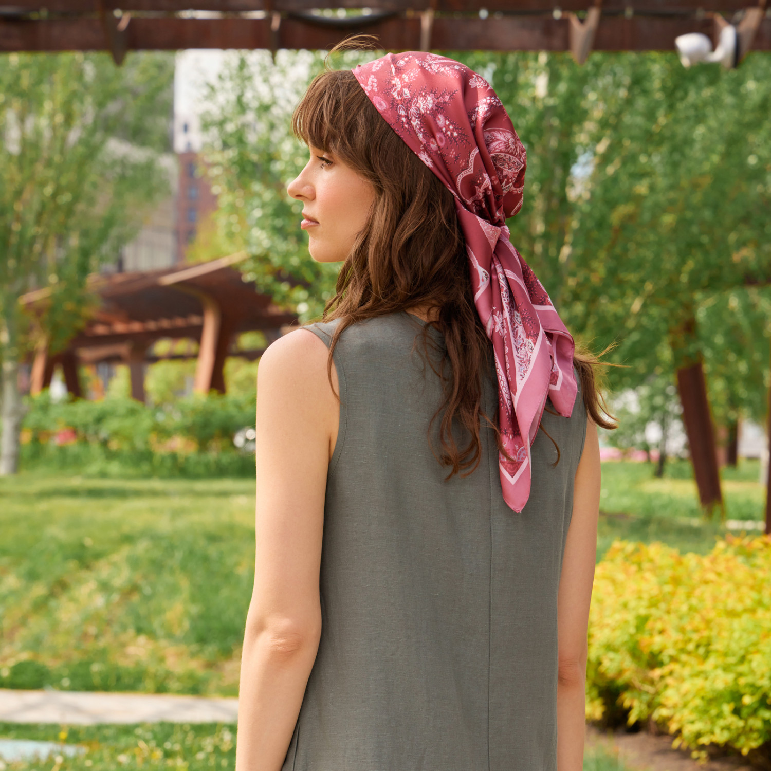 Платок шейный Божественный/Divina, бордо - фото № 12