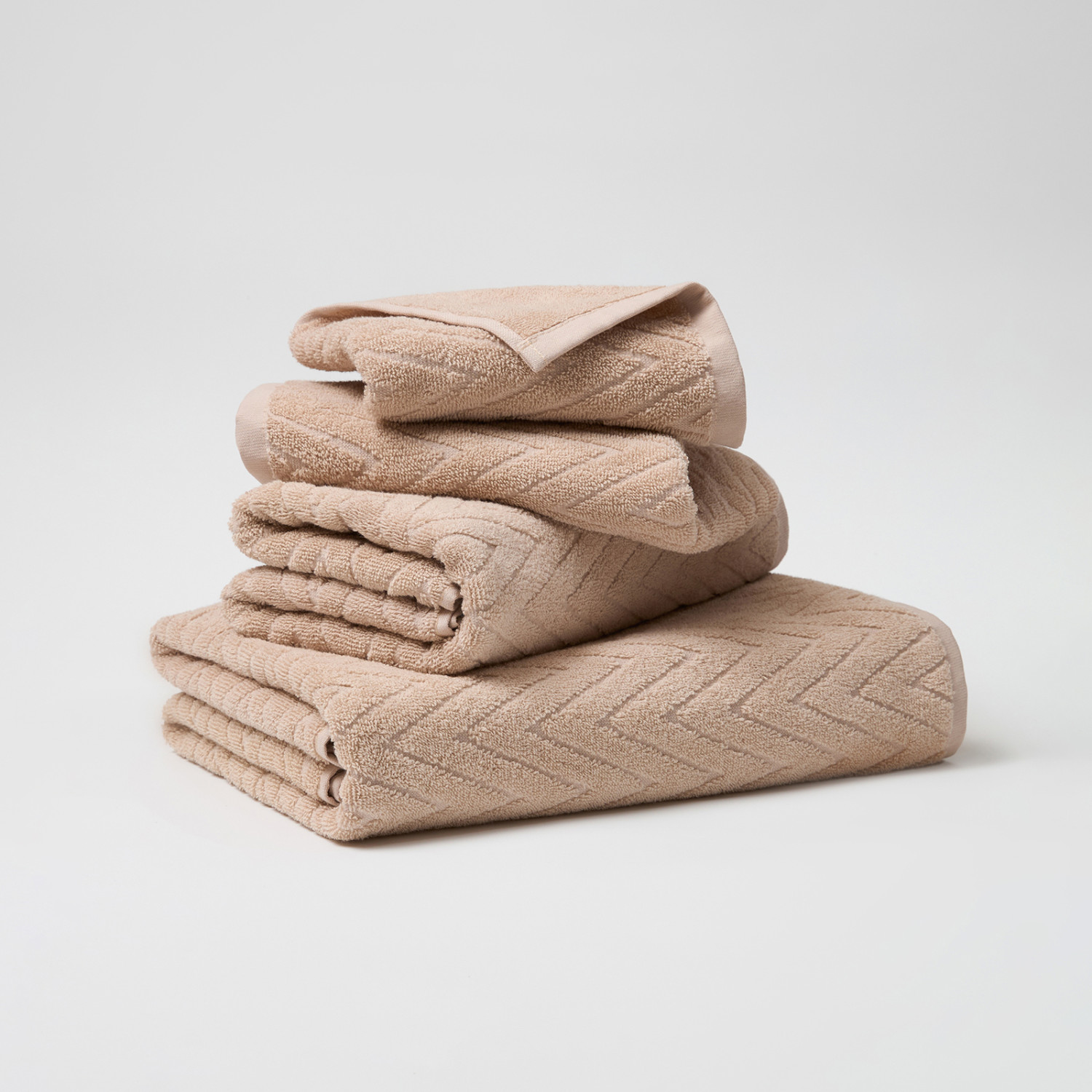 Полотенце махровое Зигзаг/Zigzag, светло-бежевое - фото № 6