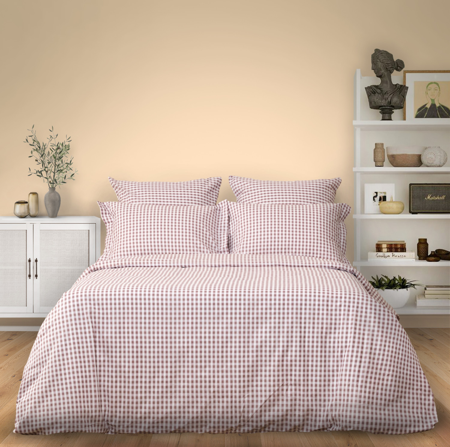 Постельное белье полукомплект Vichy, коричневое - фото № 2