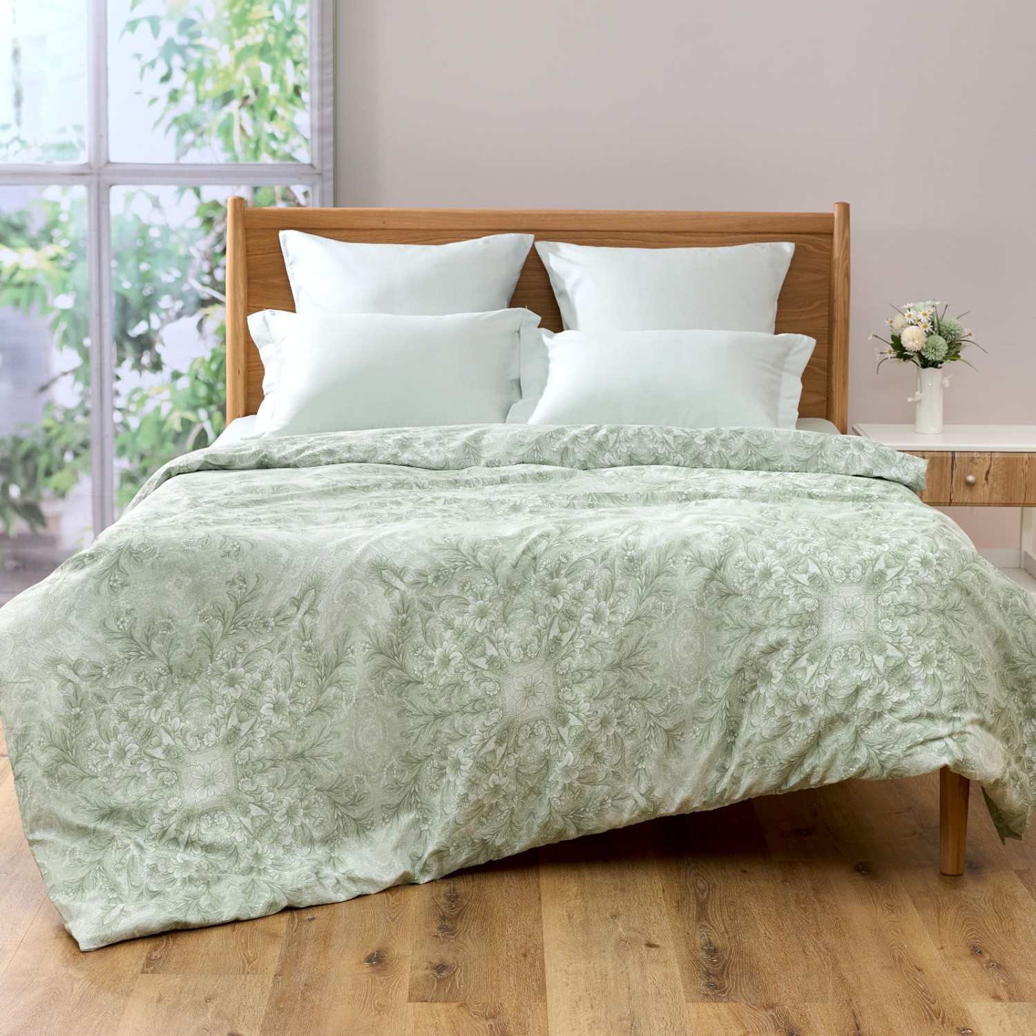 Постельное белье Venetto, зеленое (тубус) - фото № 6