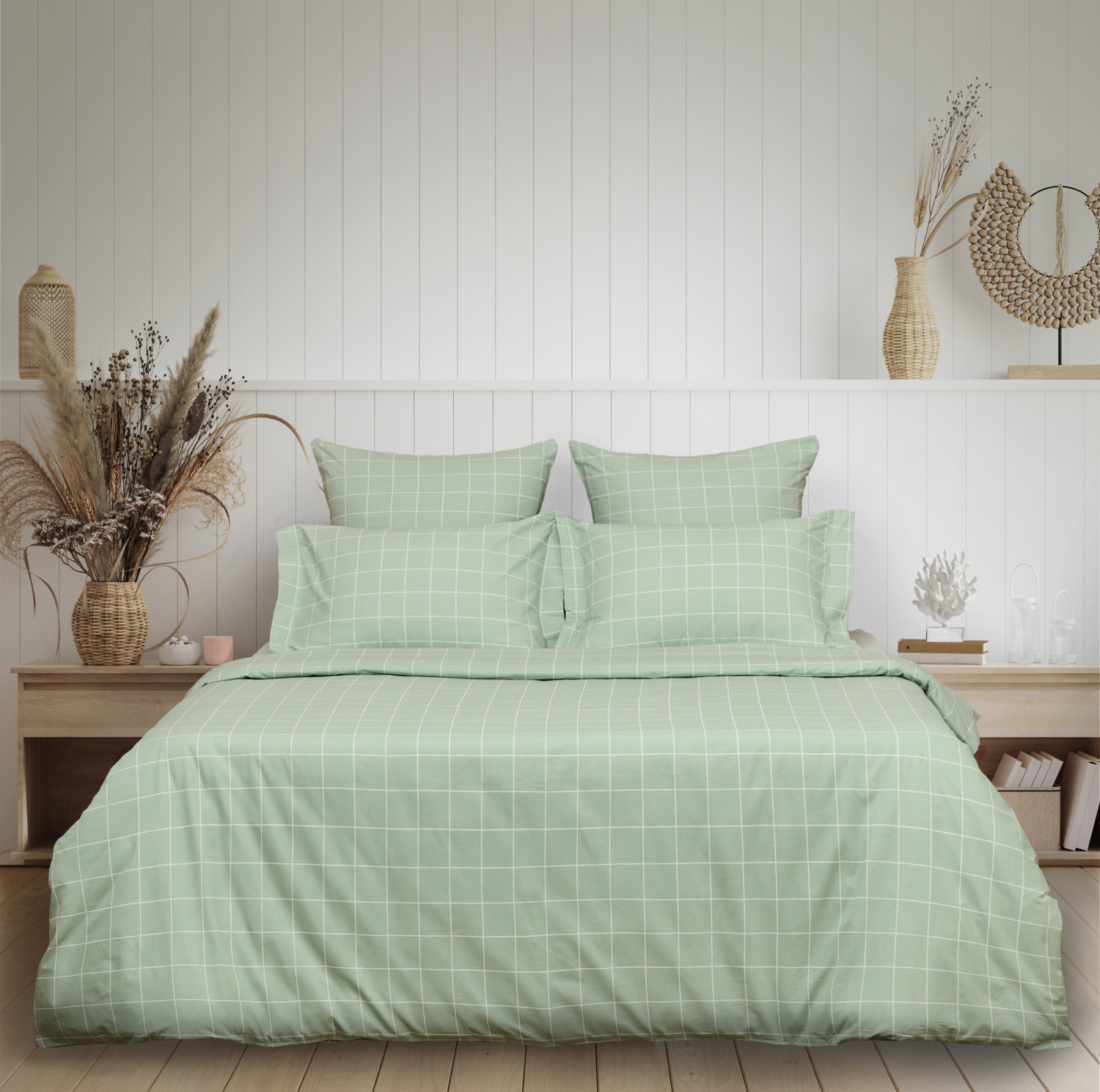Постельное белье полукомплект Quadretti, зеленое - фото № 2
