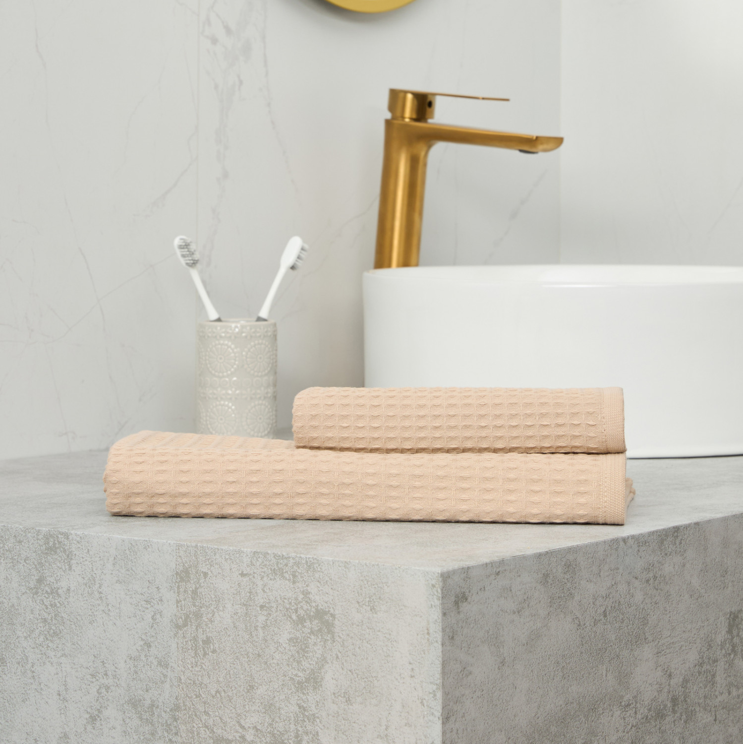 Полотенце вафельное Franсо, бежевое - фото № 3