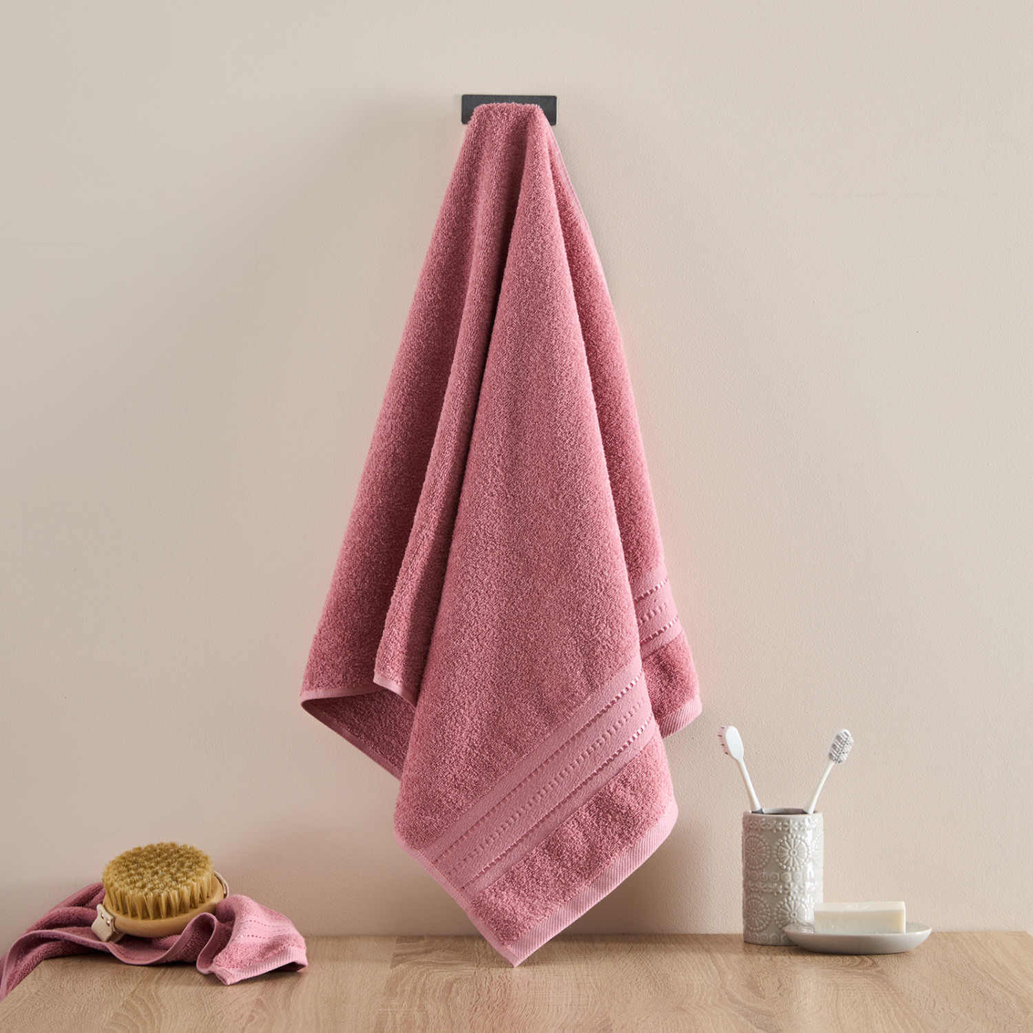 Полотенце махровое Basena, пыльная роза - фото № 3