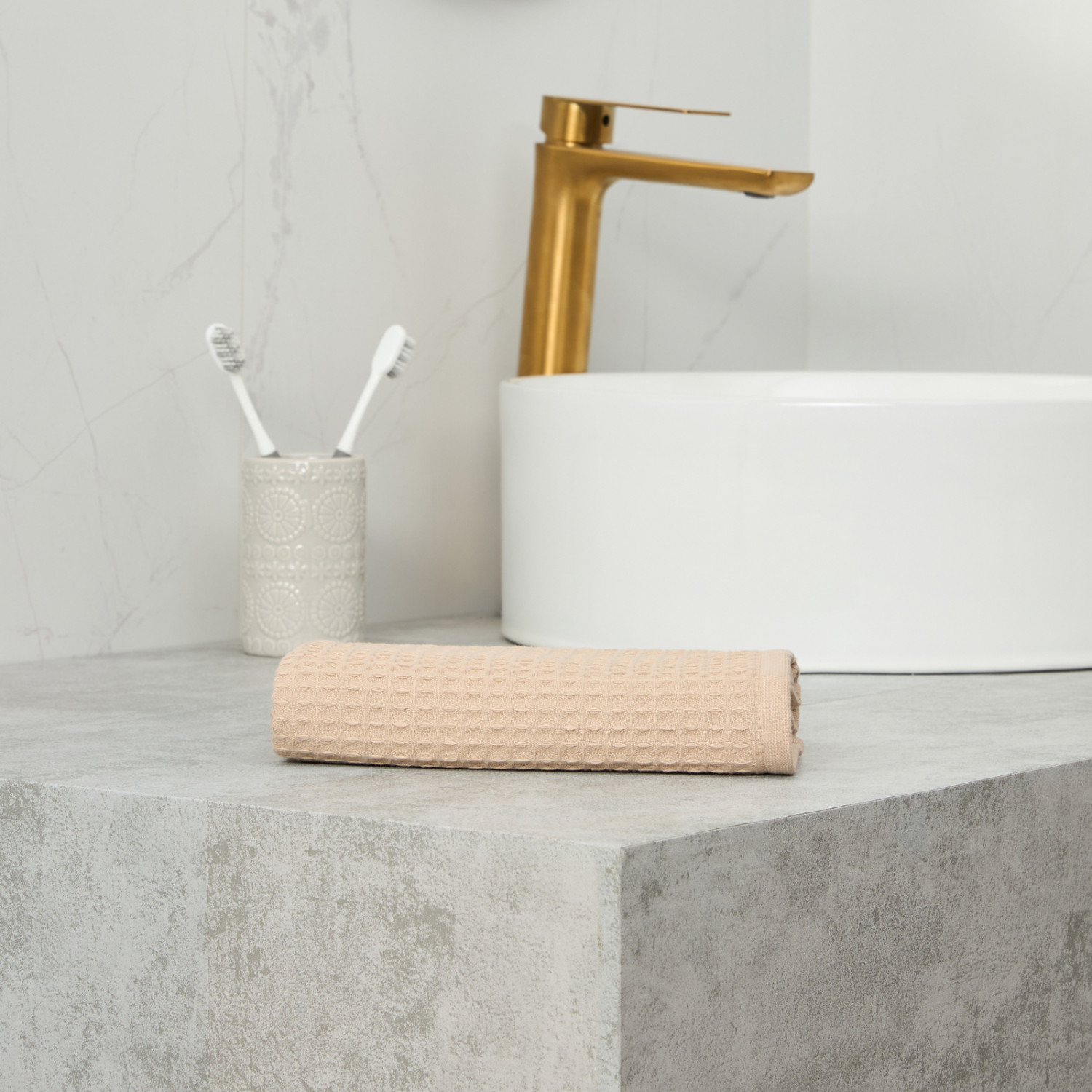 Полотенце вафельное Franсо, бежевое - фото № 2