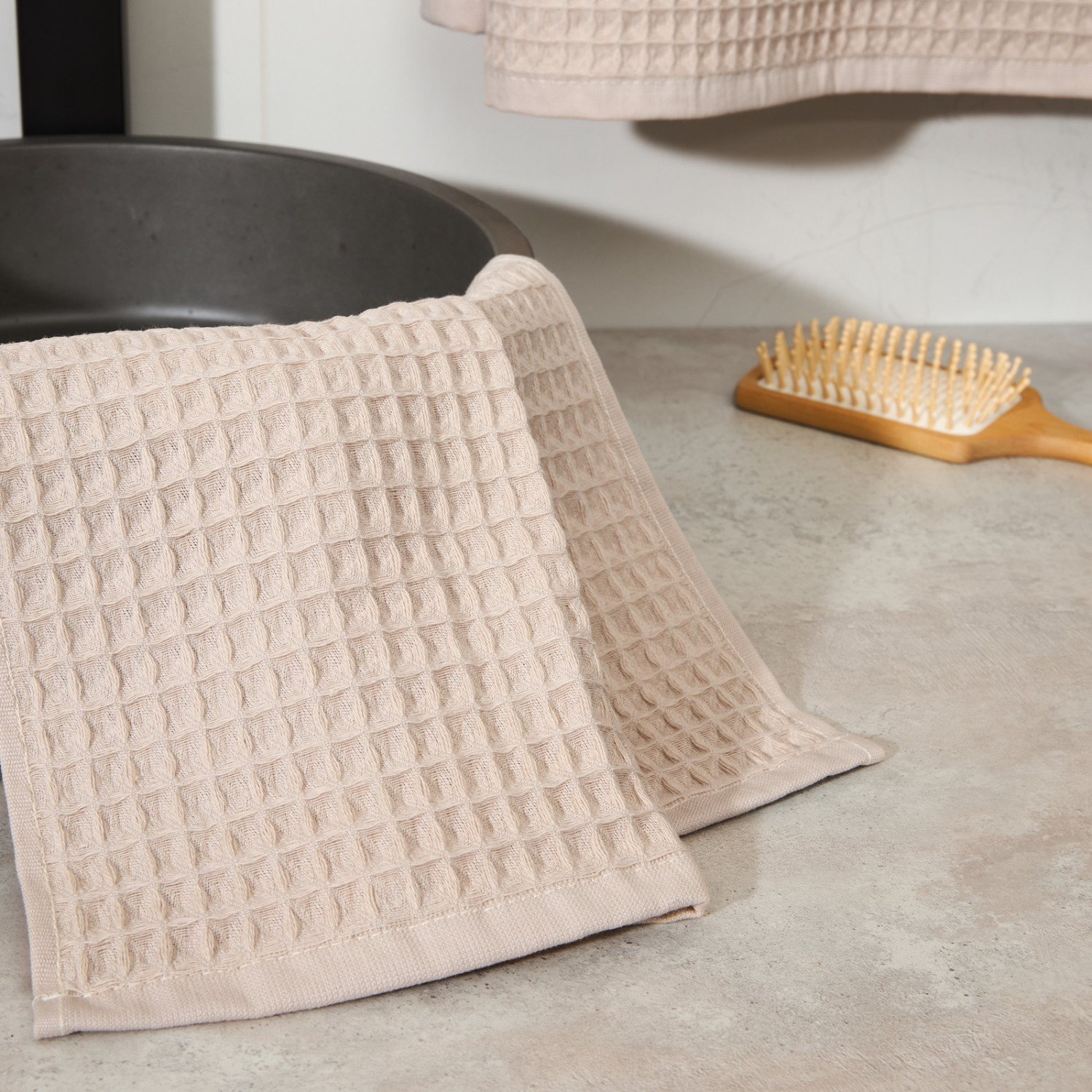 Полотенце вафельное Lorgo, бежевое - фото № 3