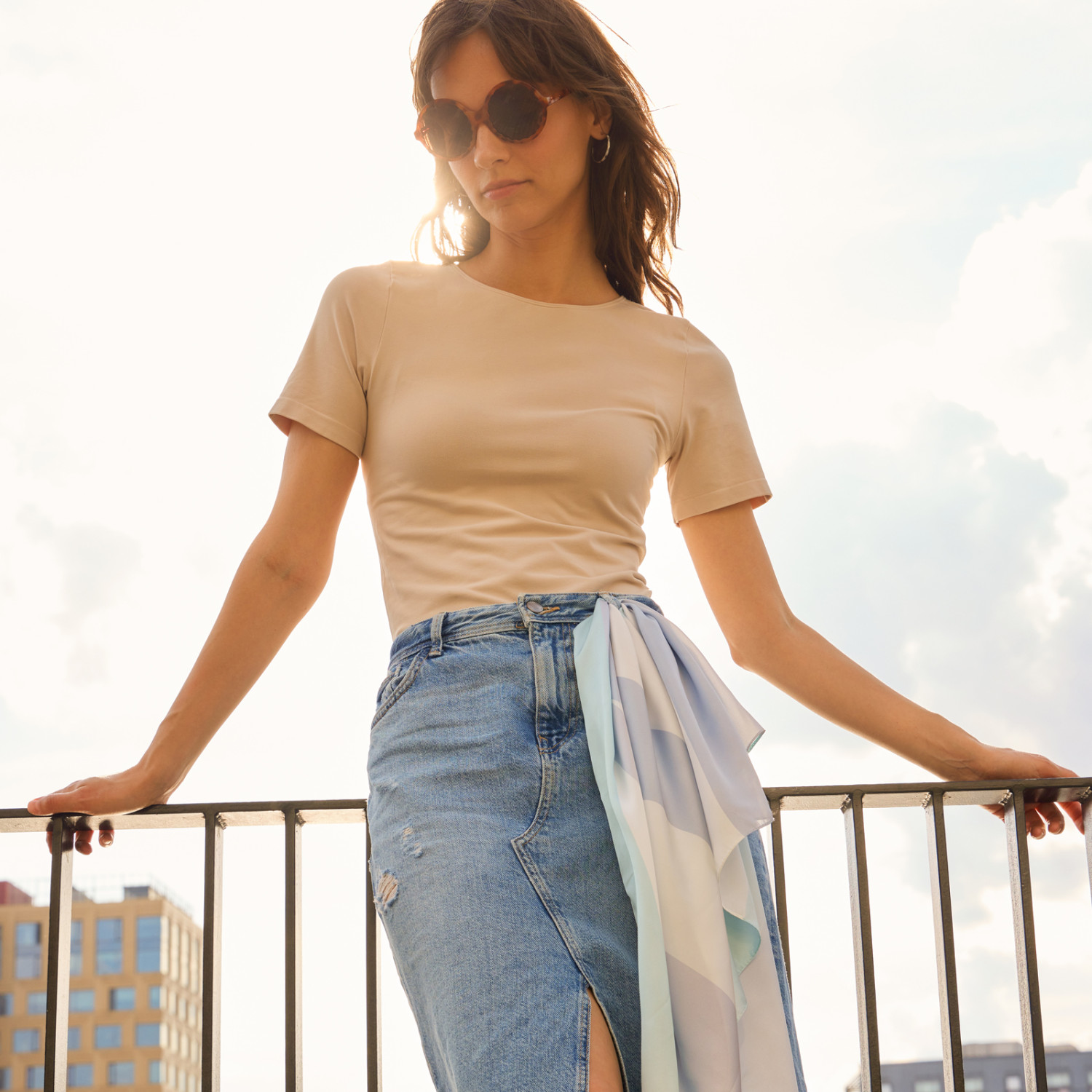 Платок шейный Divina, голубой I - фото № 12