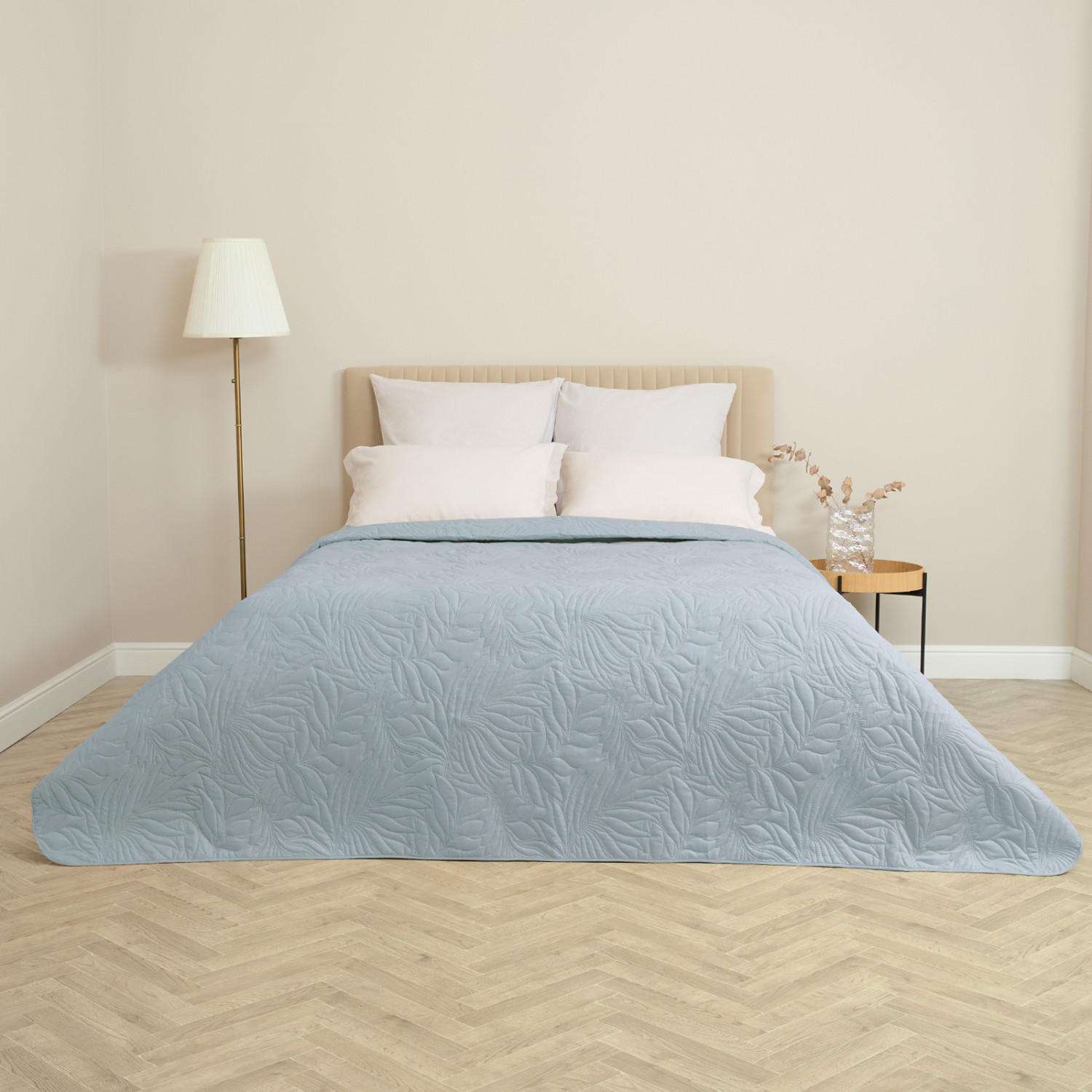 Покрывало Листочки/Fogliare, голубое