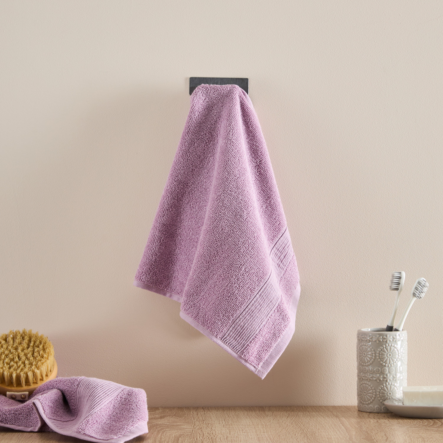 Полотенце махровое Складка/Piega, сирень - фото № 2