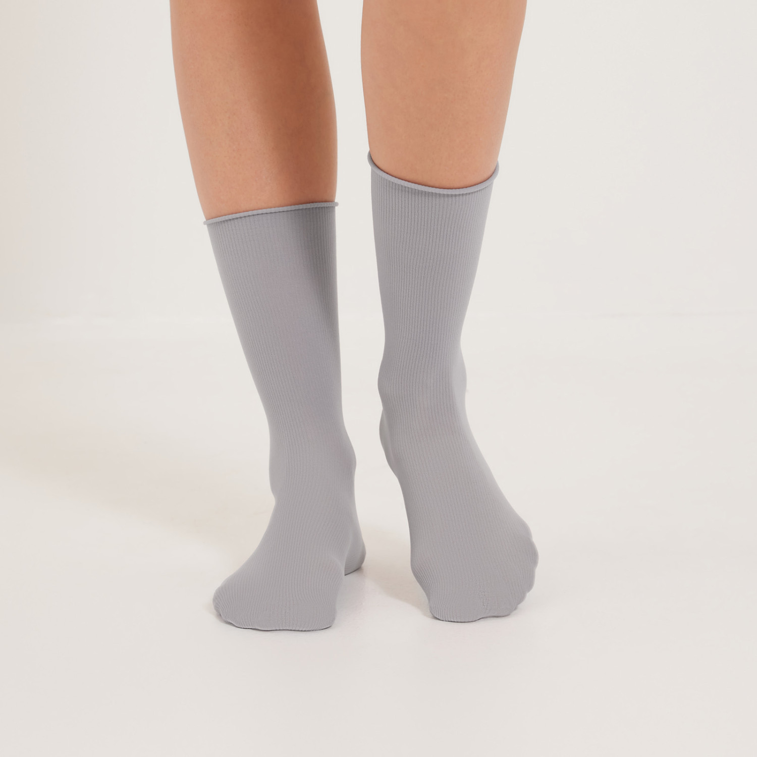 Носки Сильва, молочные/голубые - фото № 5