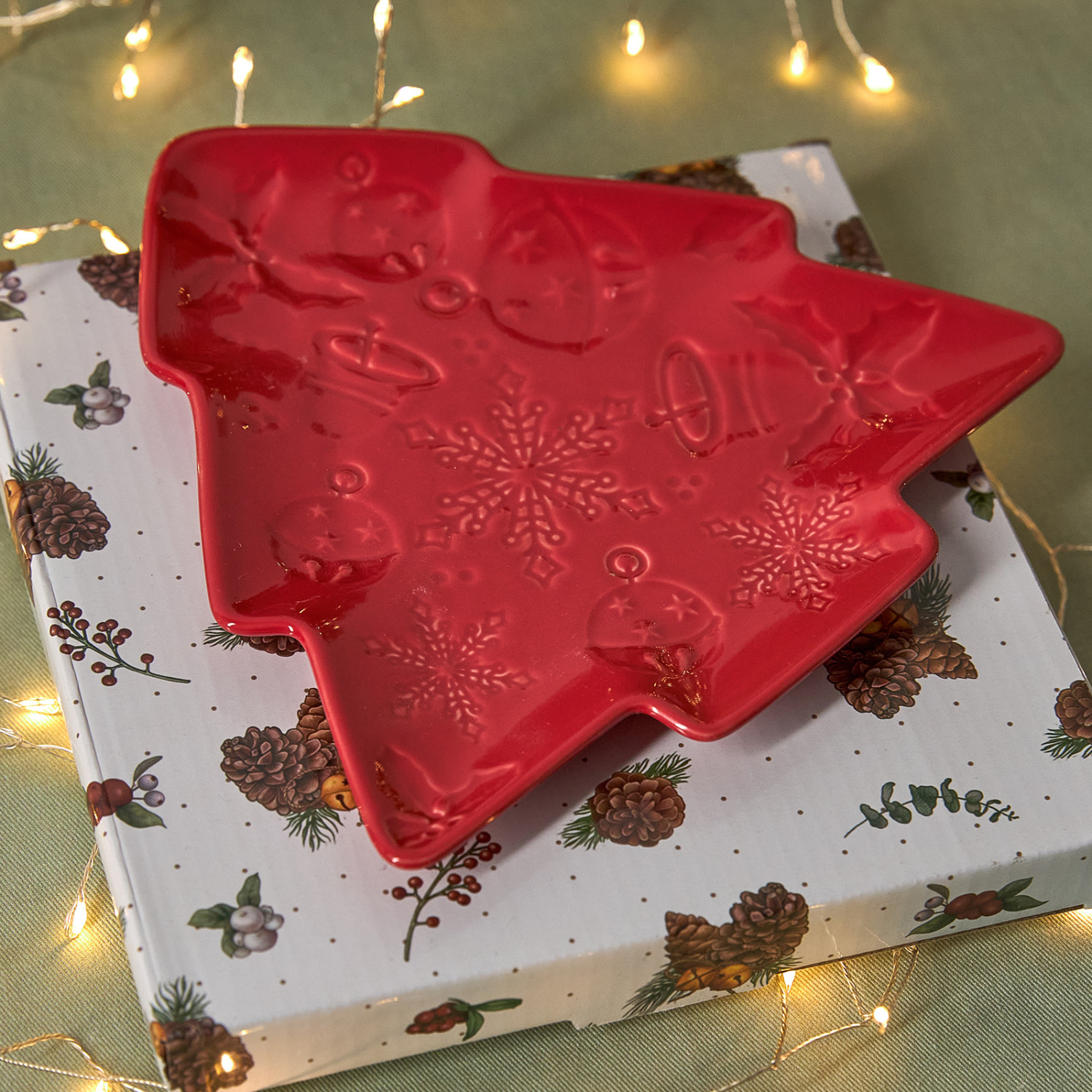 Тарелка Christmas tree, красная - фото № 4