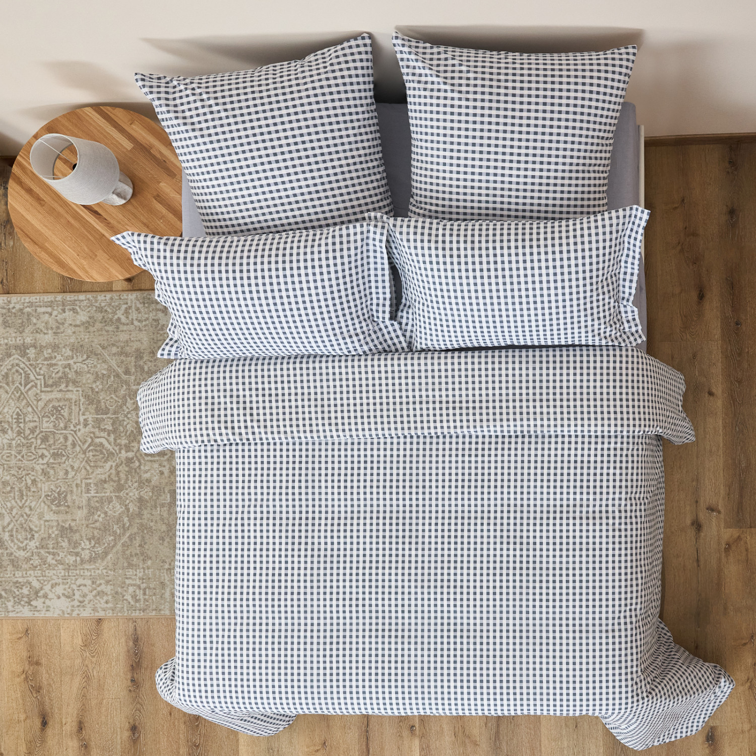 Постельное белье полукомплект Vichy, серо-голубое - фото № 6