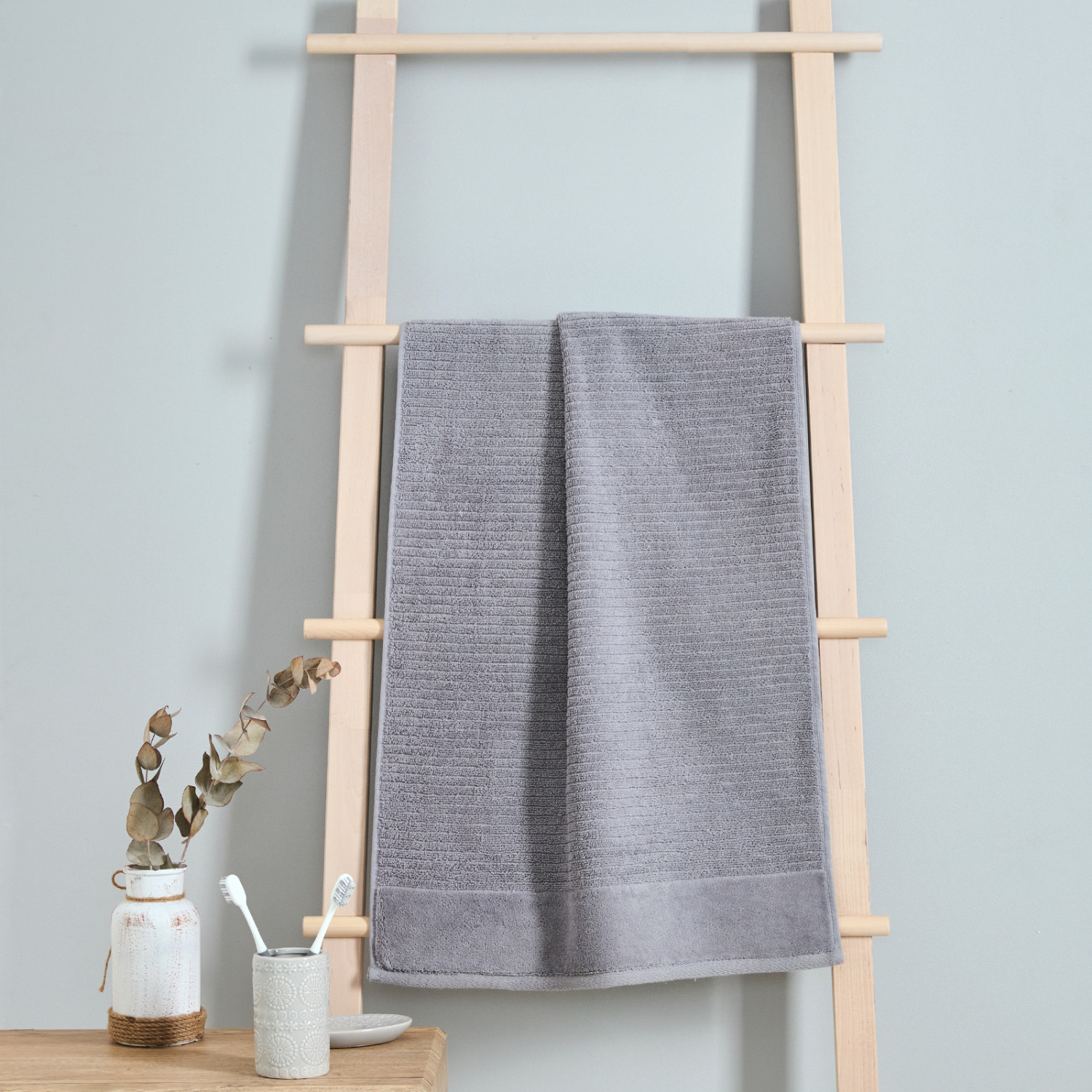 Полотенце махровое Винченца/Vincenza, серое I - фото № 2