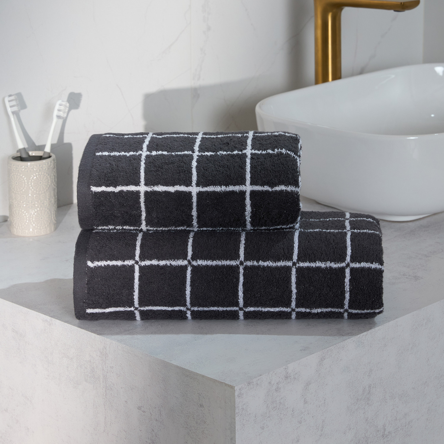 Комплект махровых полотенец Большая клетка/Gabbia larga II