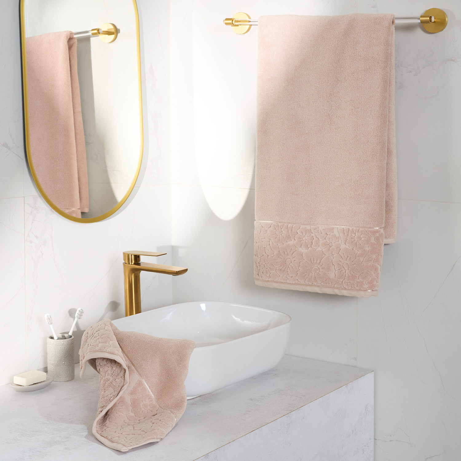 Полотенце махровое Личия/Licia, пудра - фото № 10