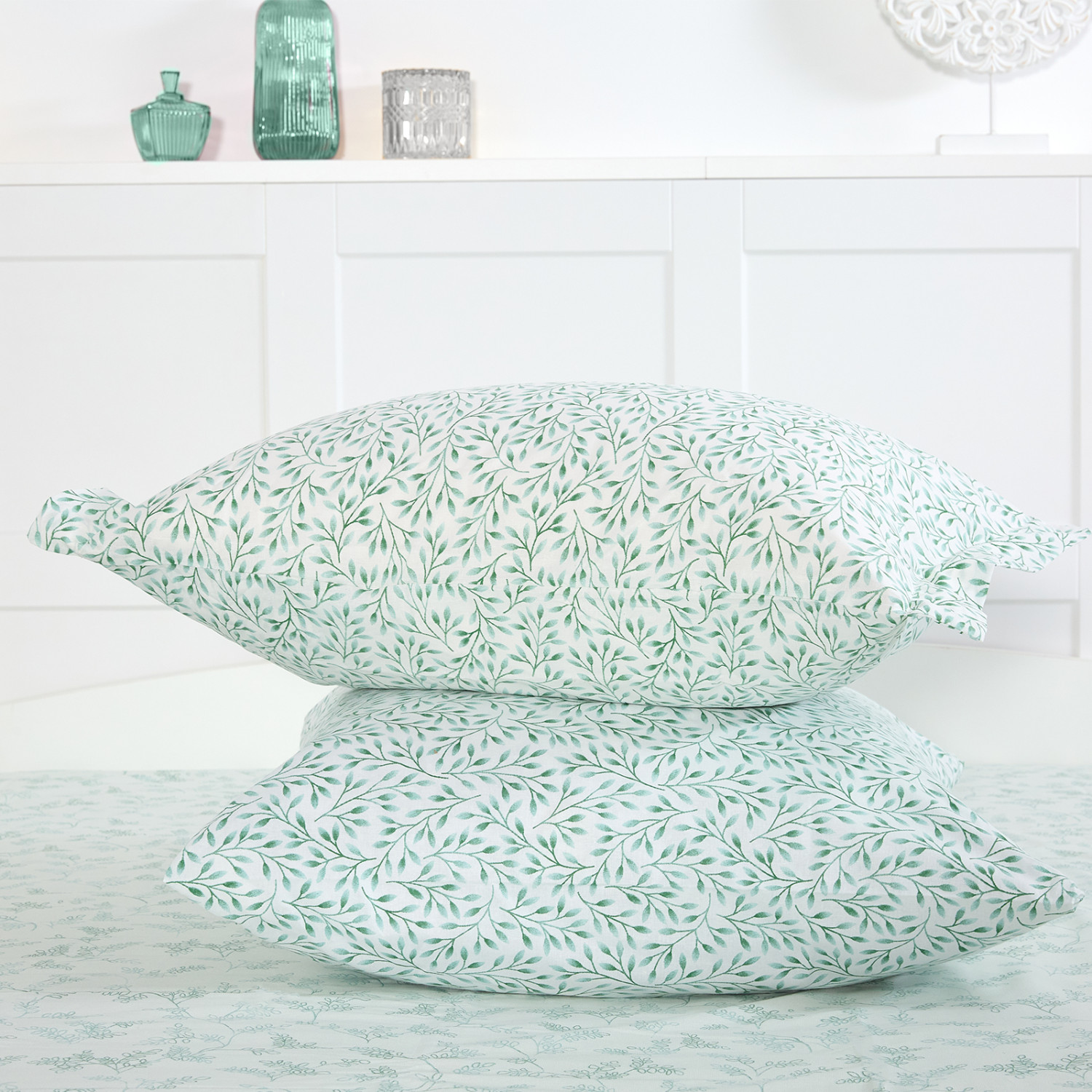 Комплект наволочек Foglio, зеленый - фото № 2