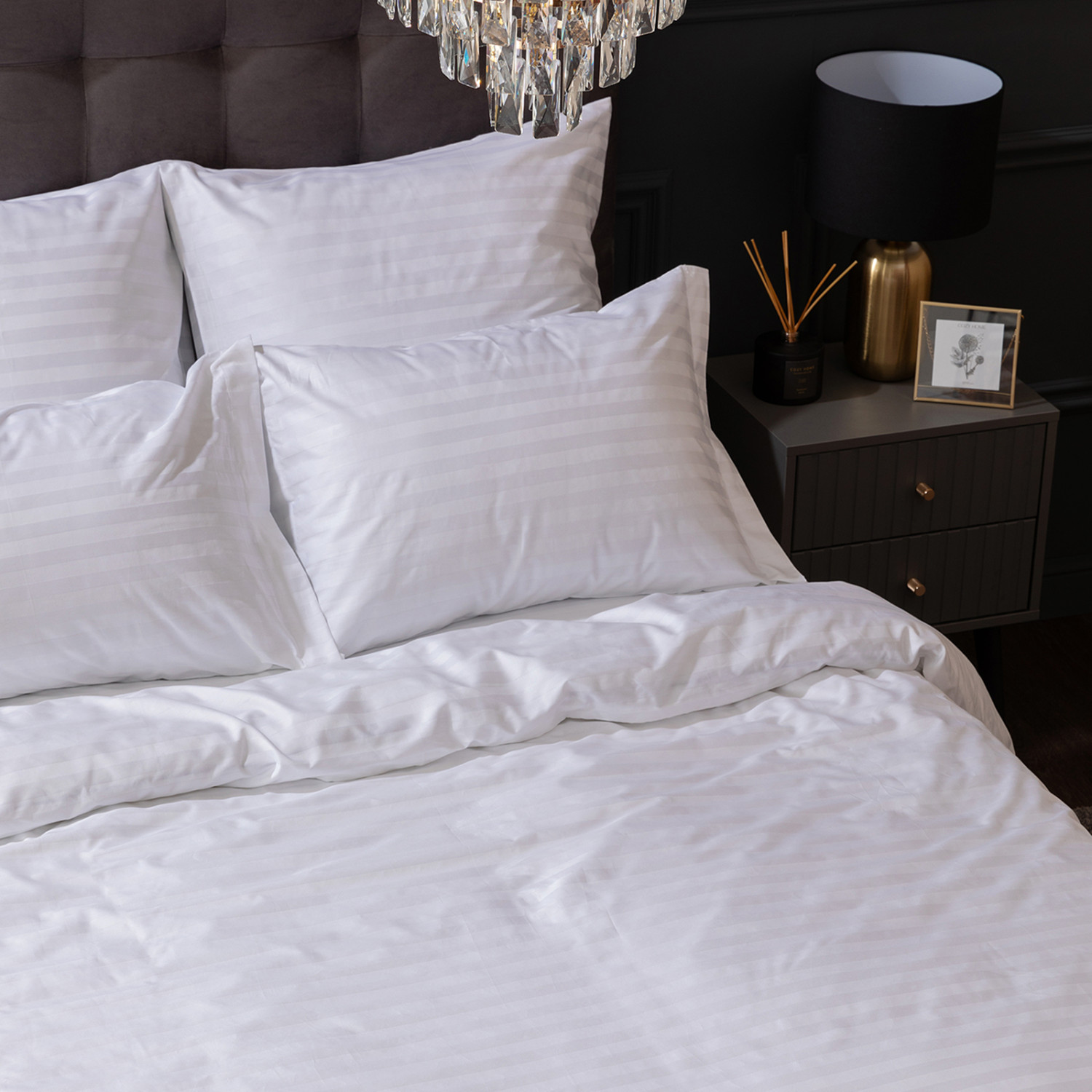 Постельное белье White, страйп-сатин 921987 - фото № 4