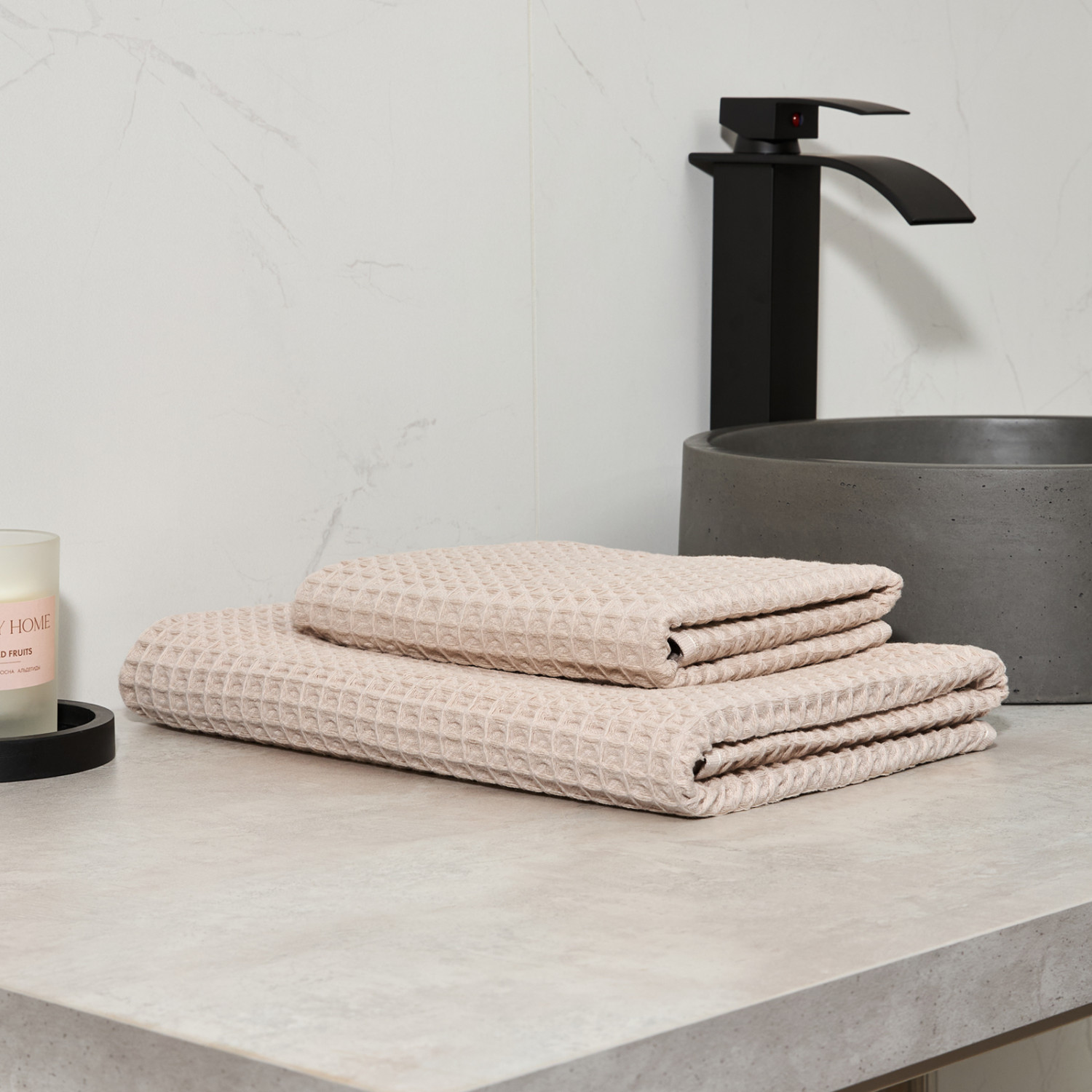 Полотенце вафельное Lorgo, бежевое - фото № 8