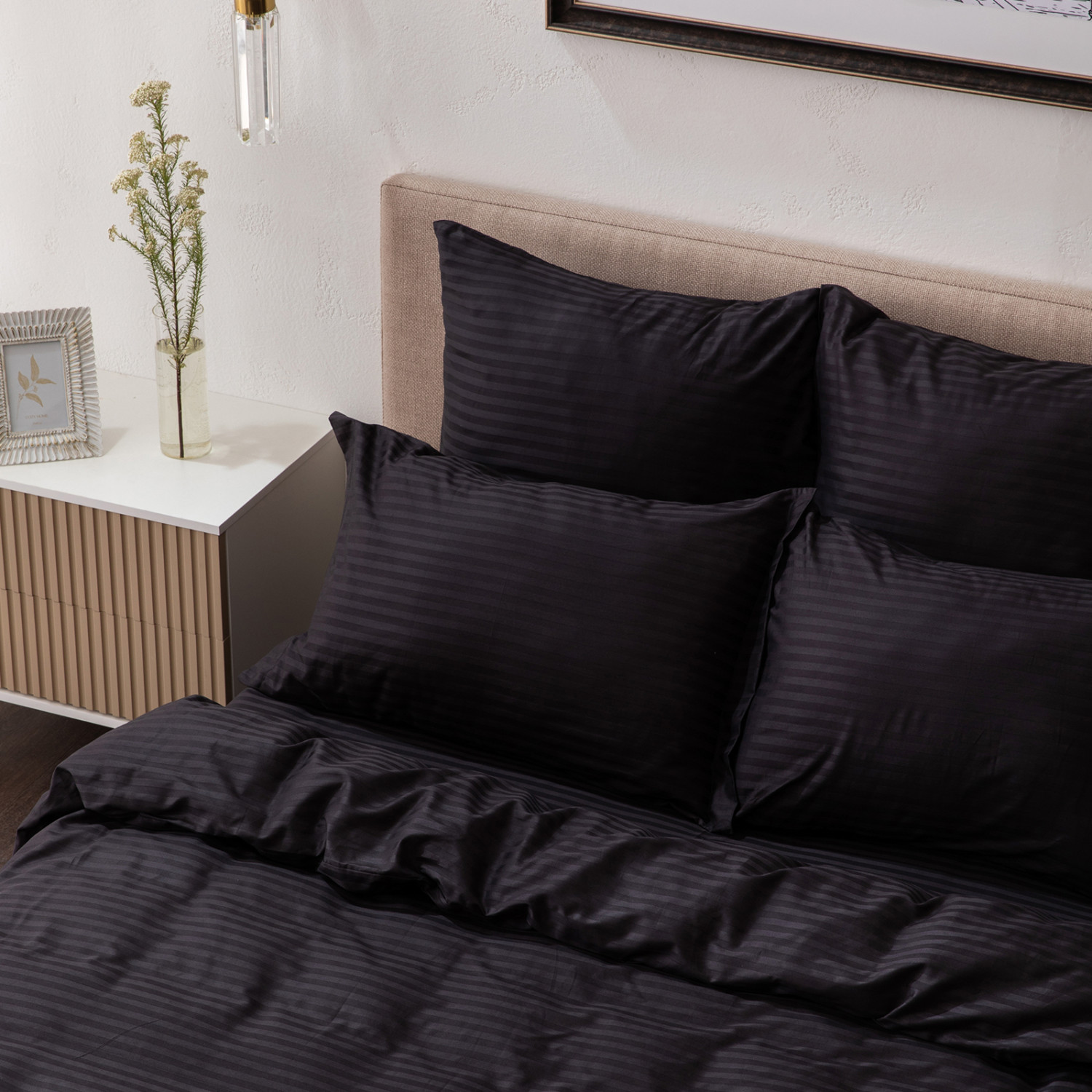 Постельное белье Black страйп-сатин I - фото № 8