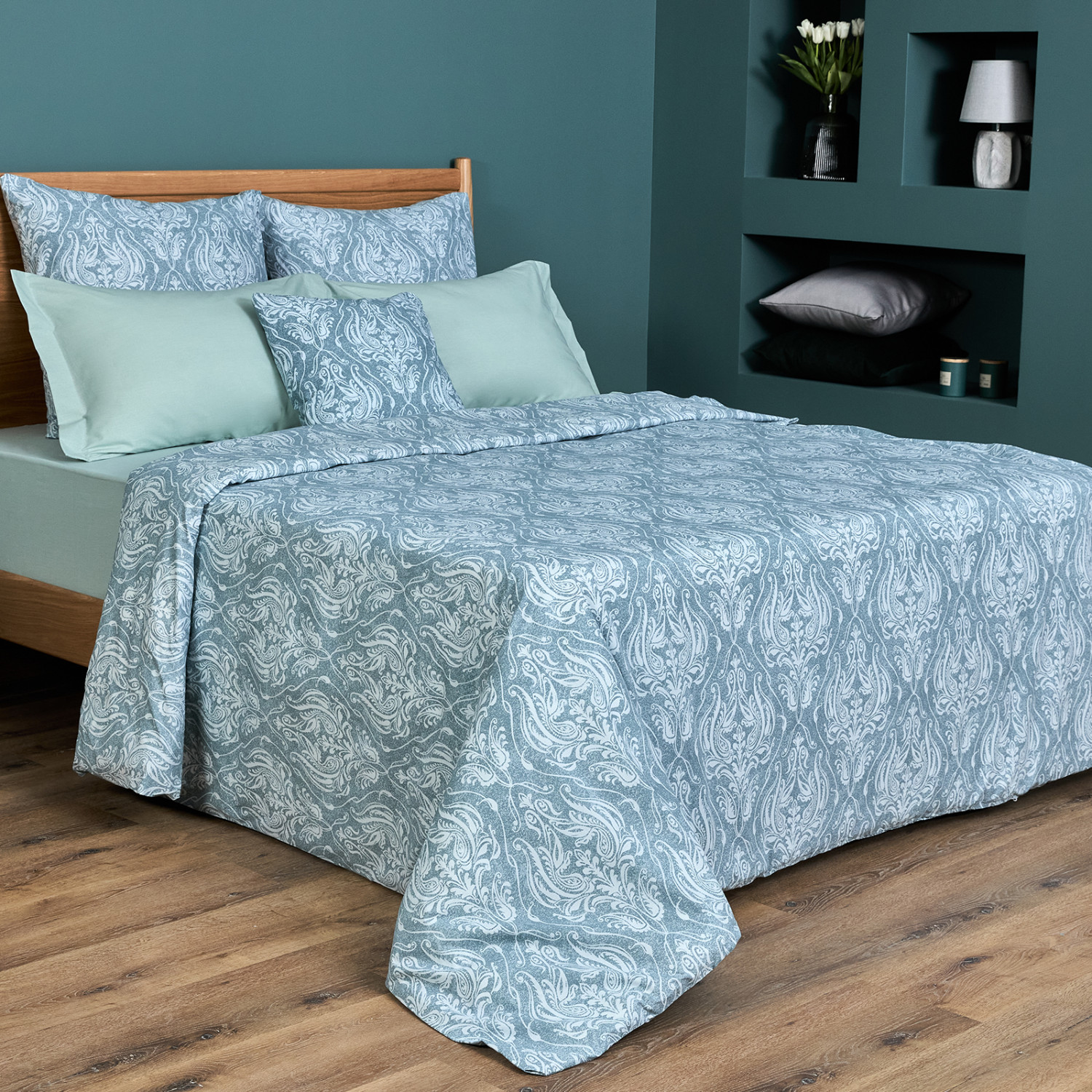 Постельное белье Damasco, голубое - фото № 4