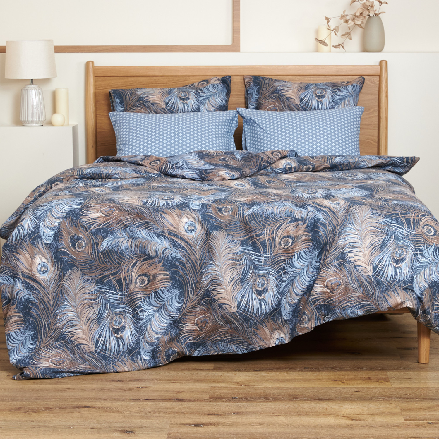 Постельное белье Павлин/Pavone, синее - фото № 7