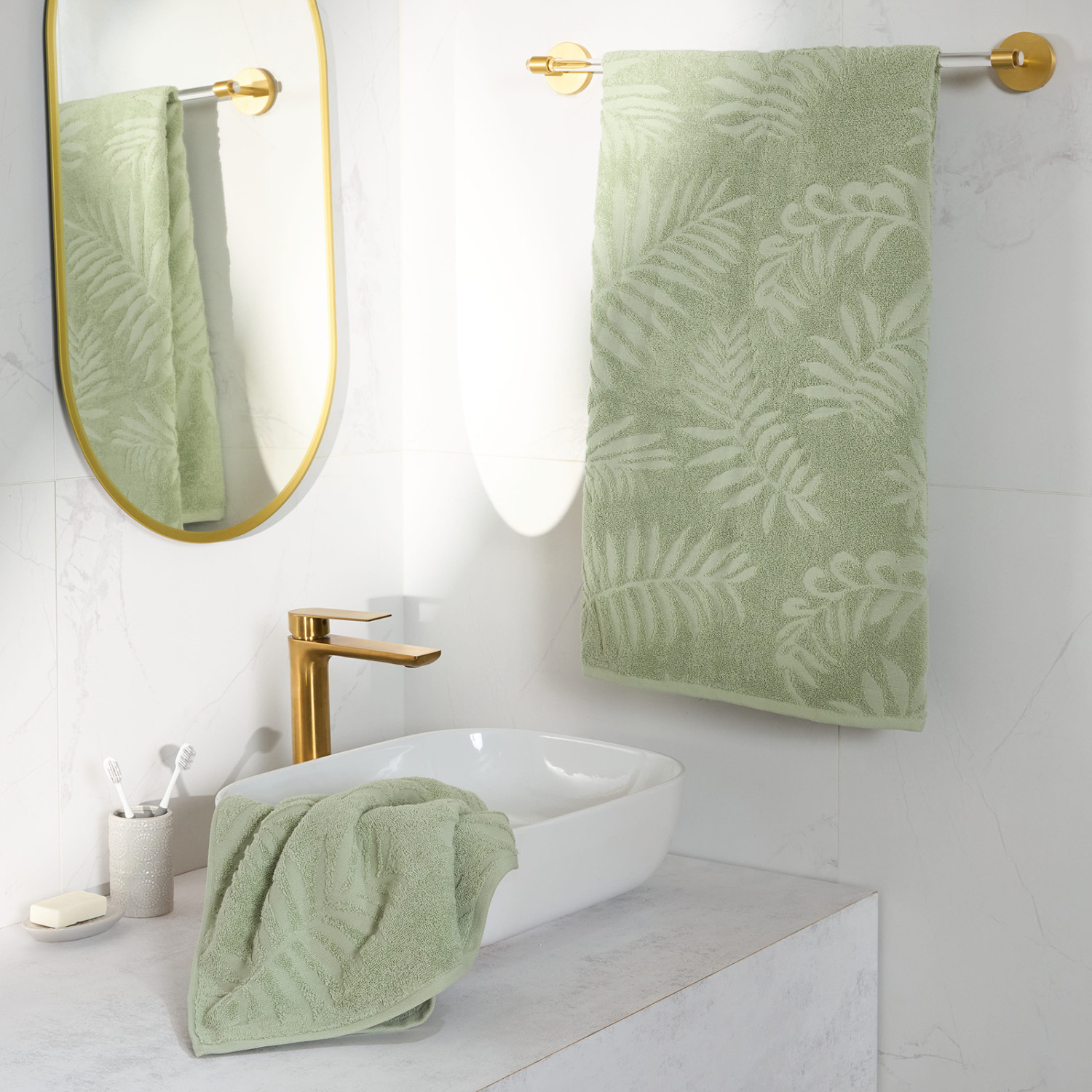 Полотенце махровое Тропико/Tropico, зеленое - фото № 10