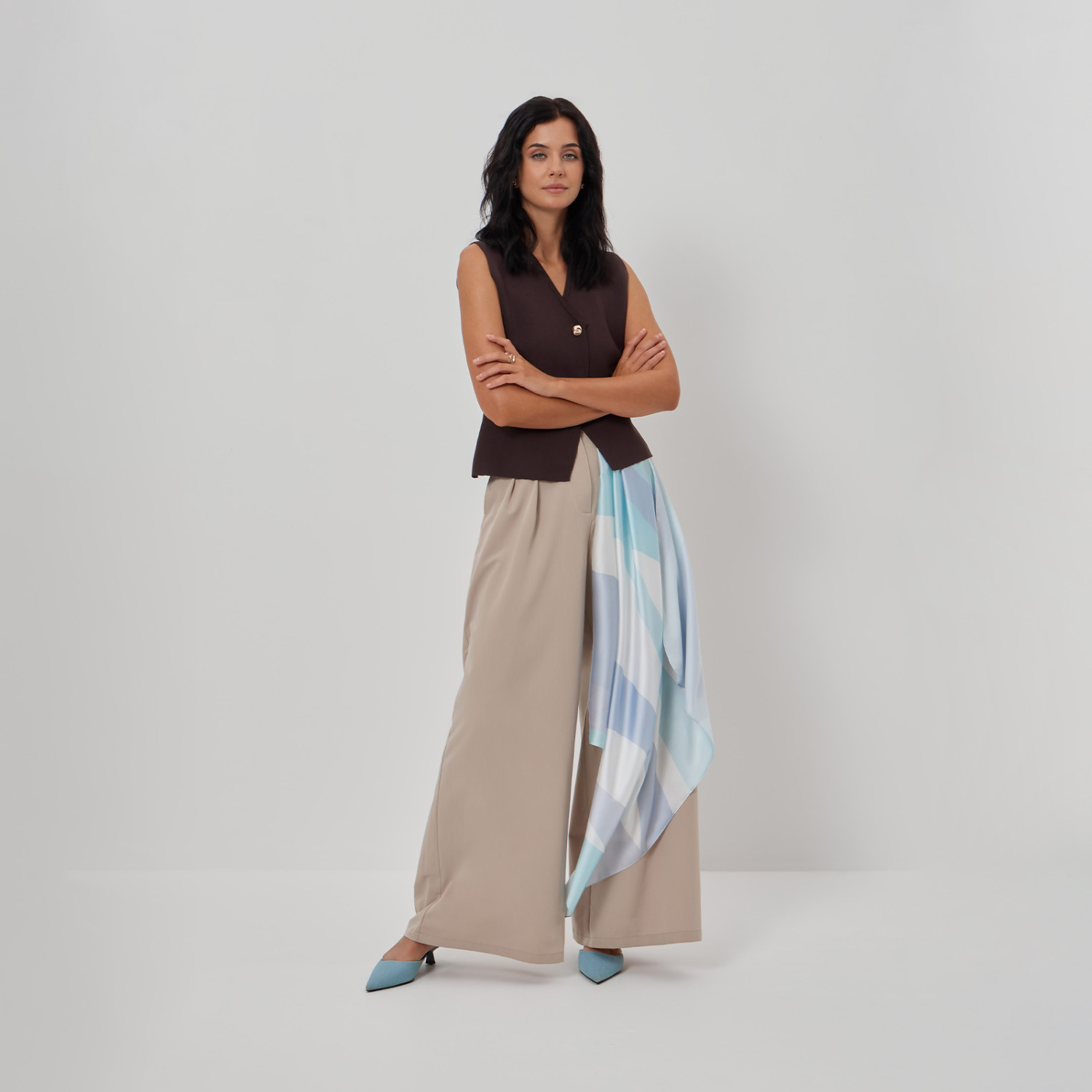 Платок шейный Divina, голубой I - фото № 4