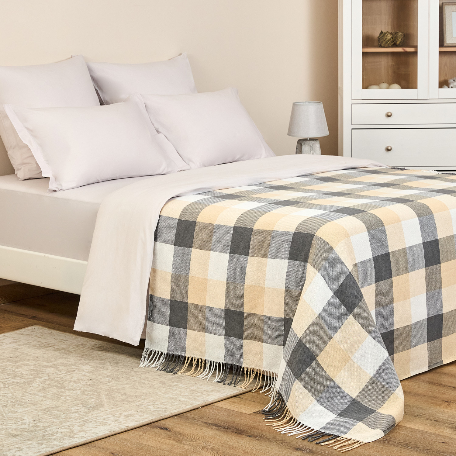 Плед Scampagnata, серая клетка