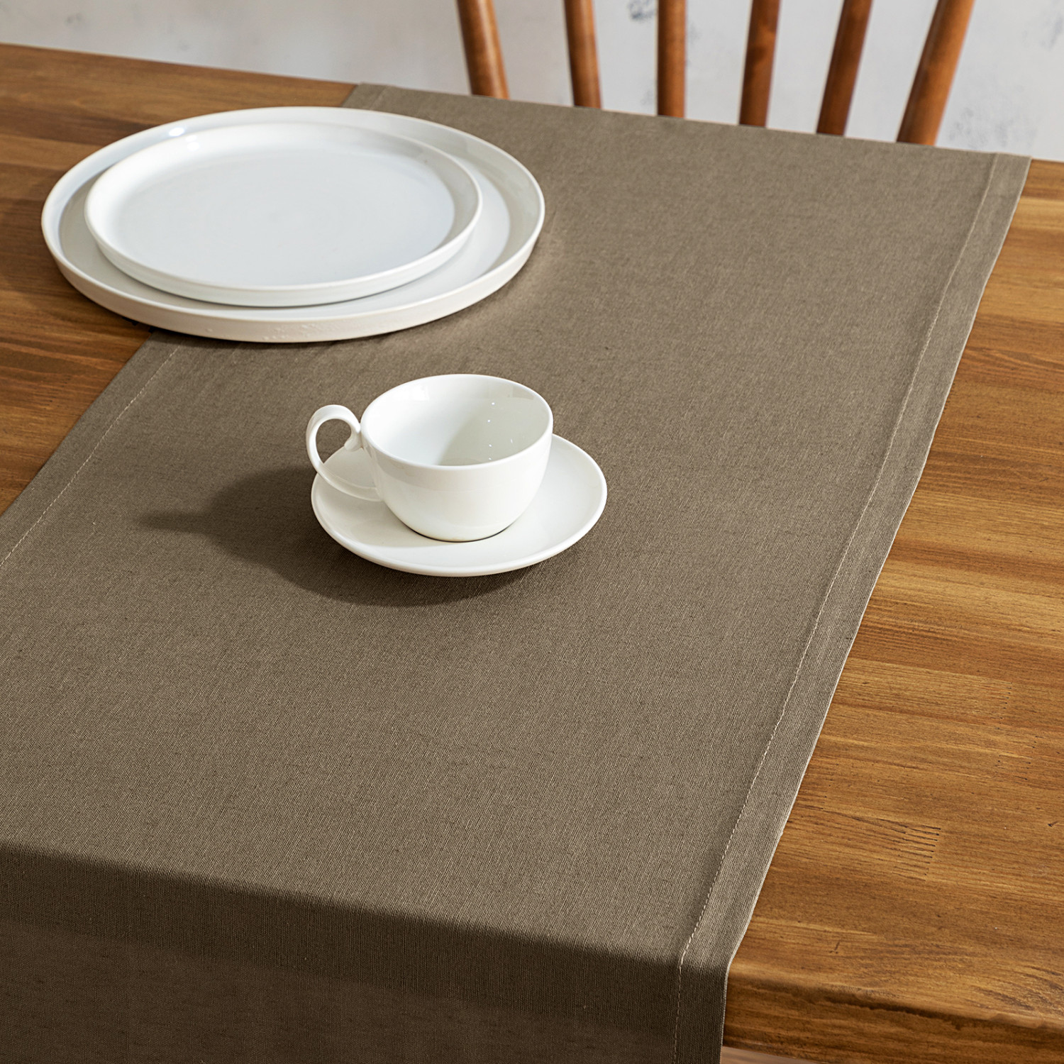 Скатерть-дорожка ЭКО/ECO, мох - фото № 3