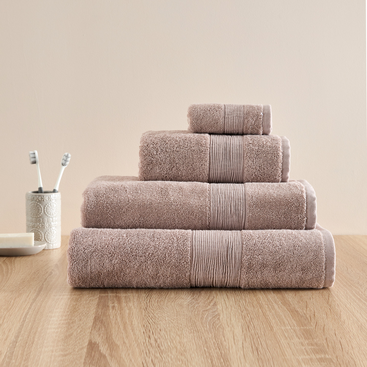 Полотенце махровое Piega, бежевое - фото № 7