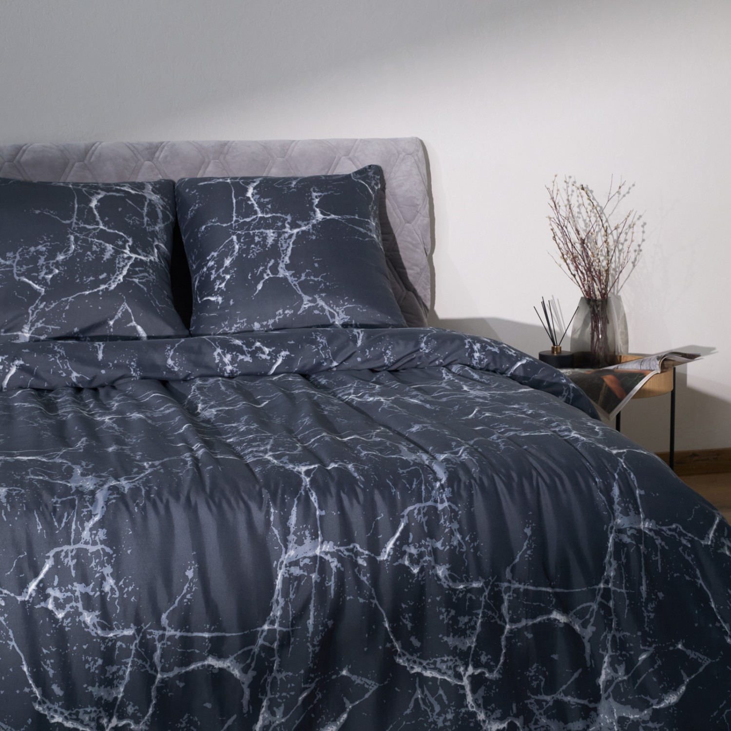 Постельное белье Floox Серый мрамор - фото № 3