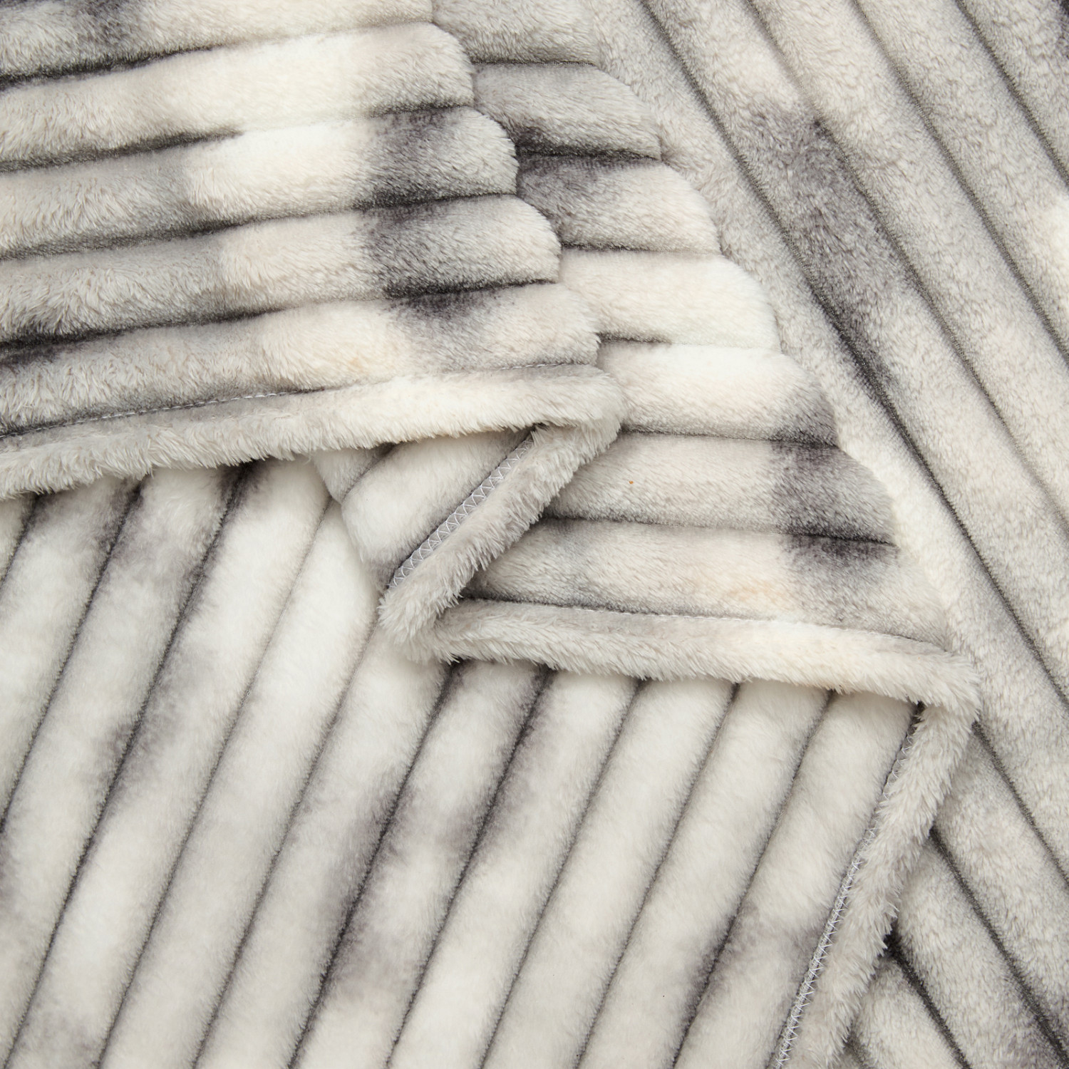 Плед Soft strip, серо-белый - фото № 4