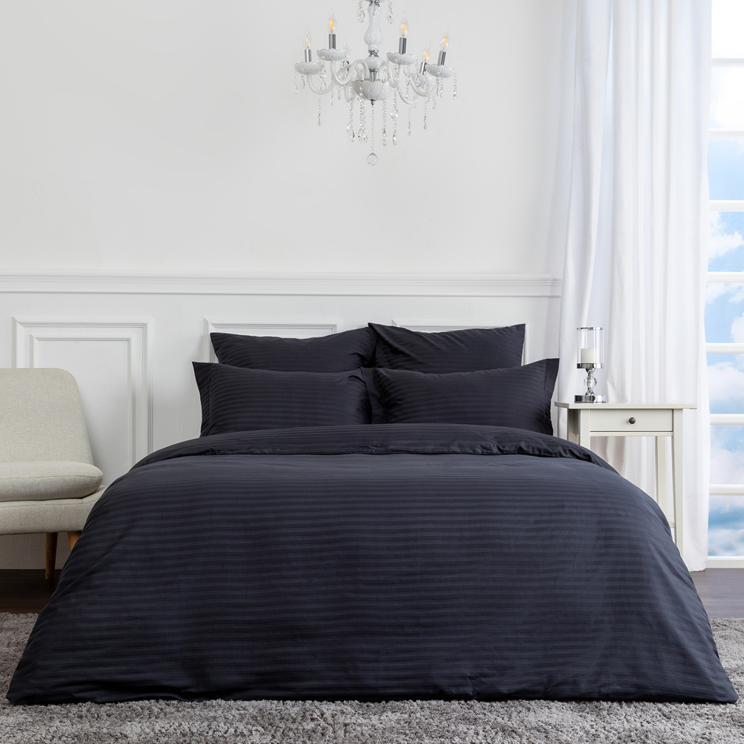 Постельное белье Black страйп-сатин II - фото № 2