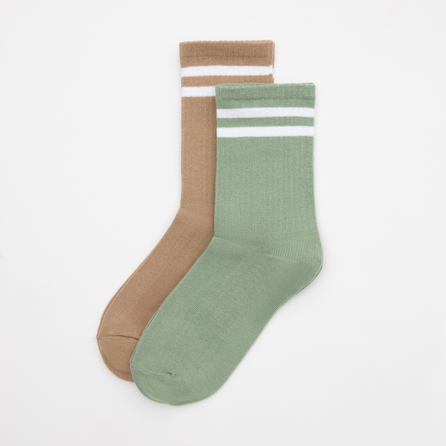 Носки Бежин луг, бежевые/зеленые - фото № 2