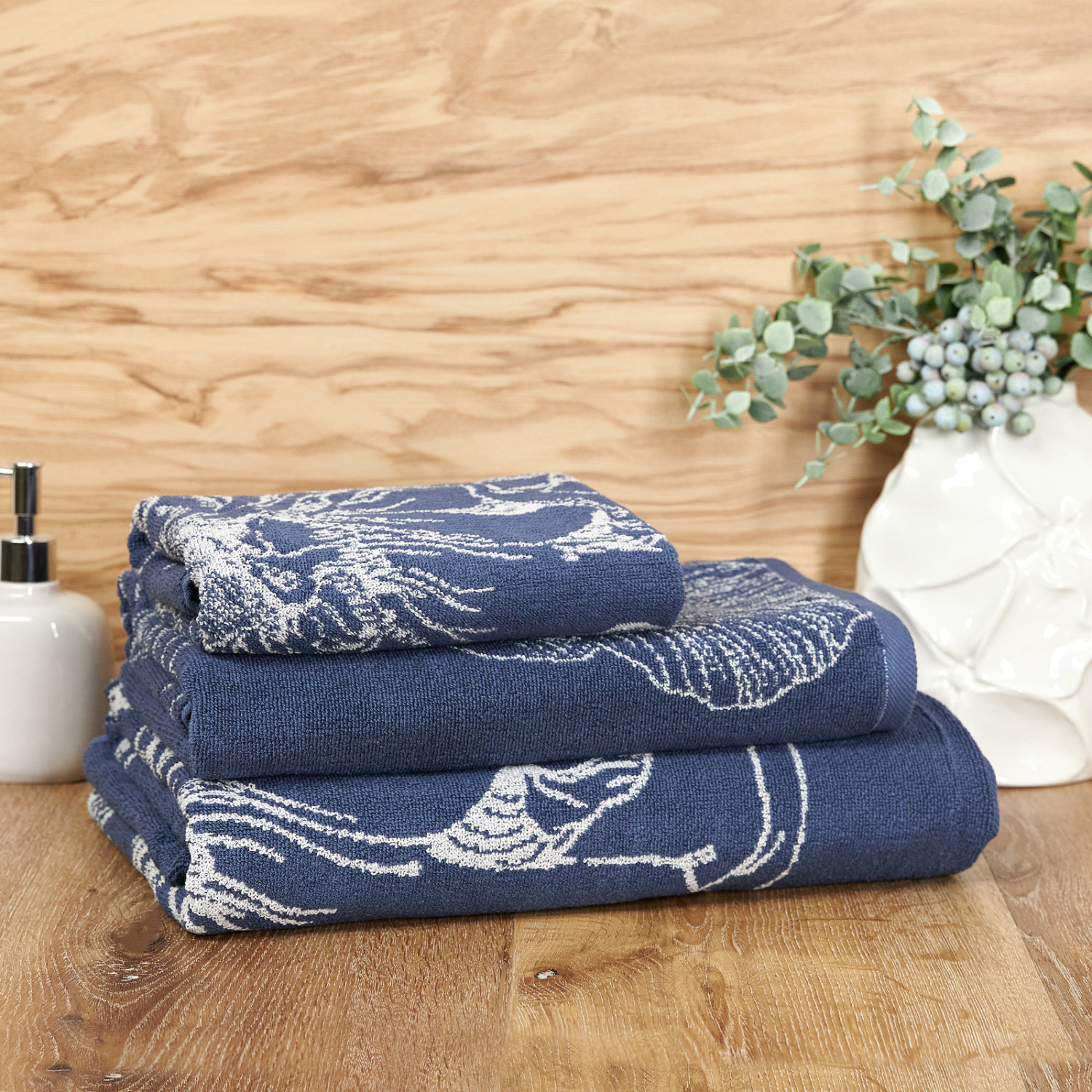 Полотенце махровое Duality, синее - фото № 7