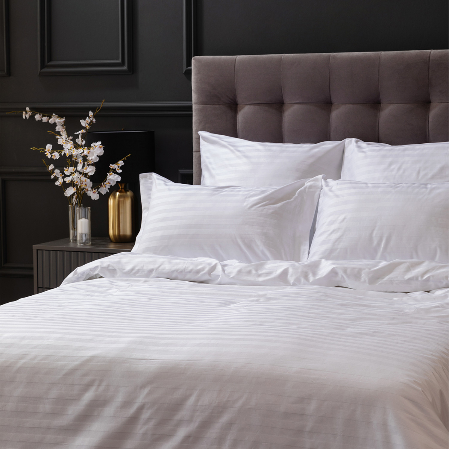 Постельное белье White, страйп-сатин 921987 - фото № 3