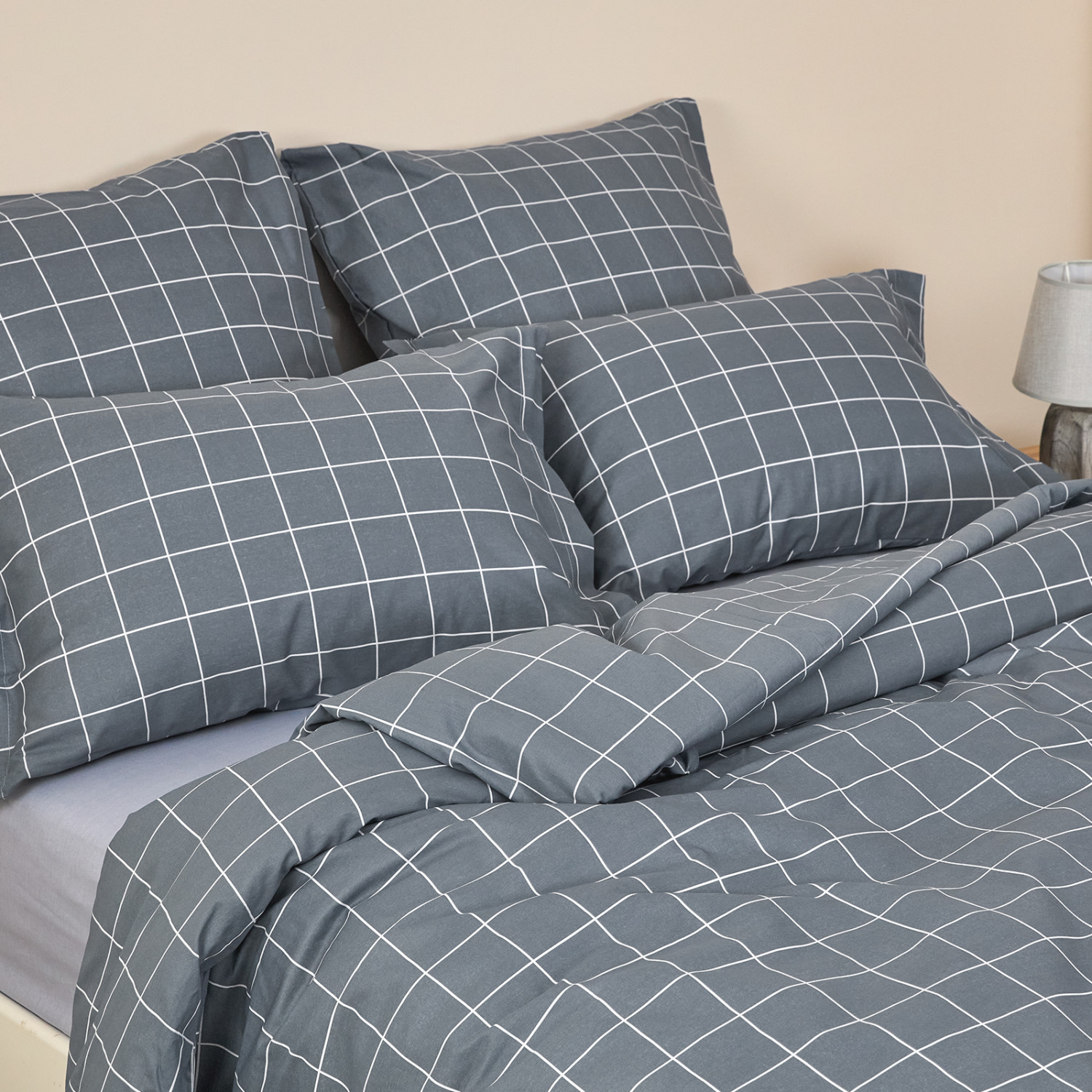 Постельное белье полукомплект Quadretti, серо-голубое - фото № 8