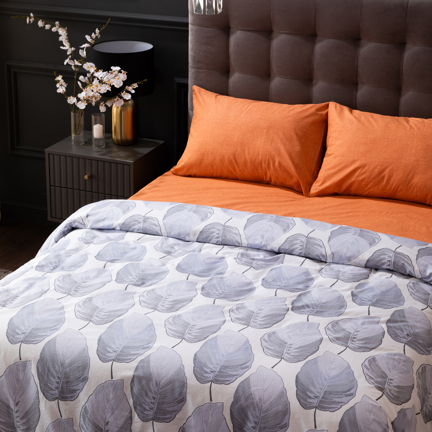 Постельное белье Modico Blue Orange/Модико (синие листья) - фото № 8