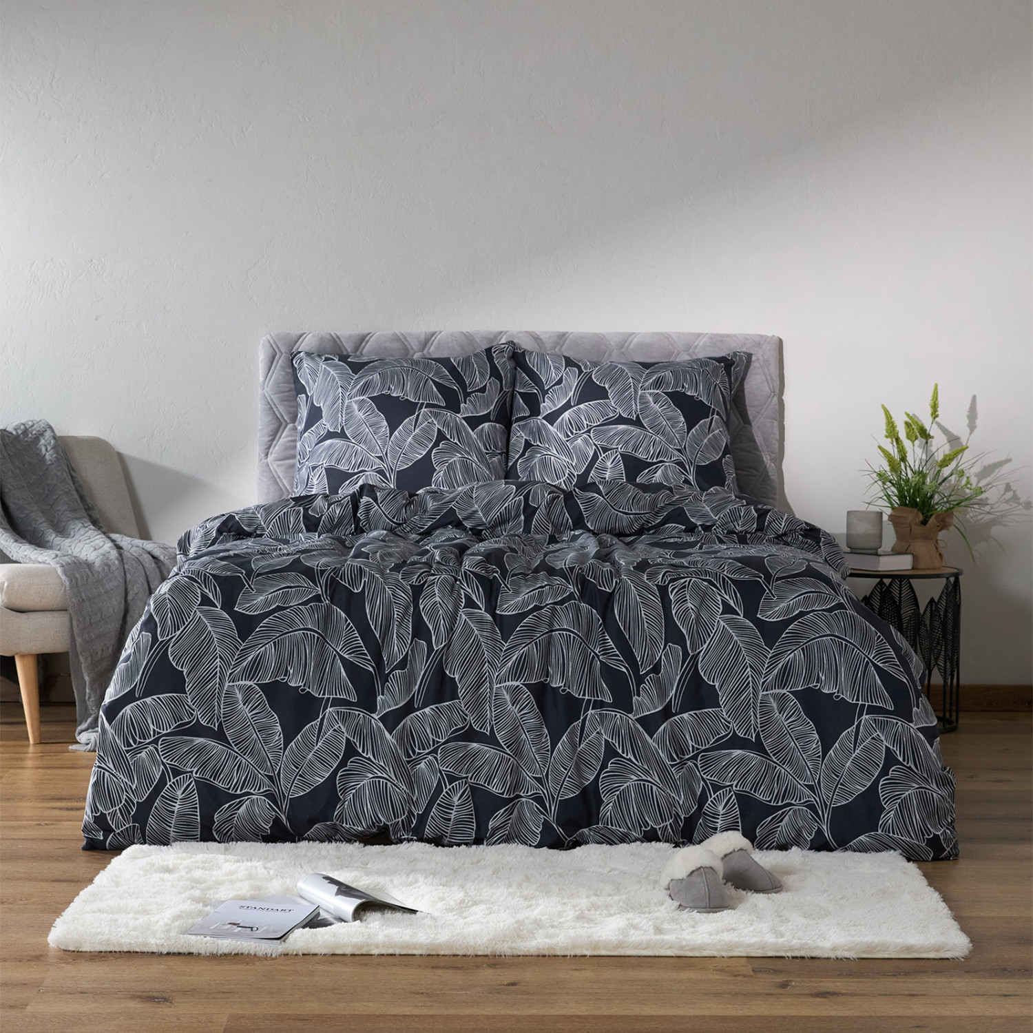 Постельное белье Floox Серые тропики